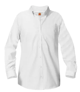 Girls Long Sleeve Oxford Blouse - Amani - White