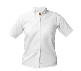 Girls Short Sleeve Oxford Blouse - White