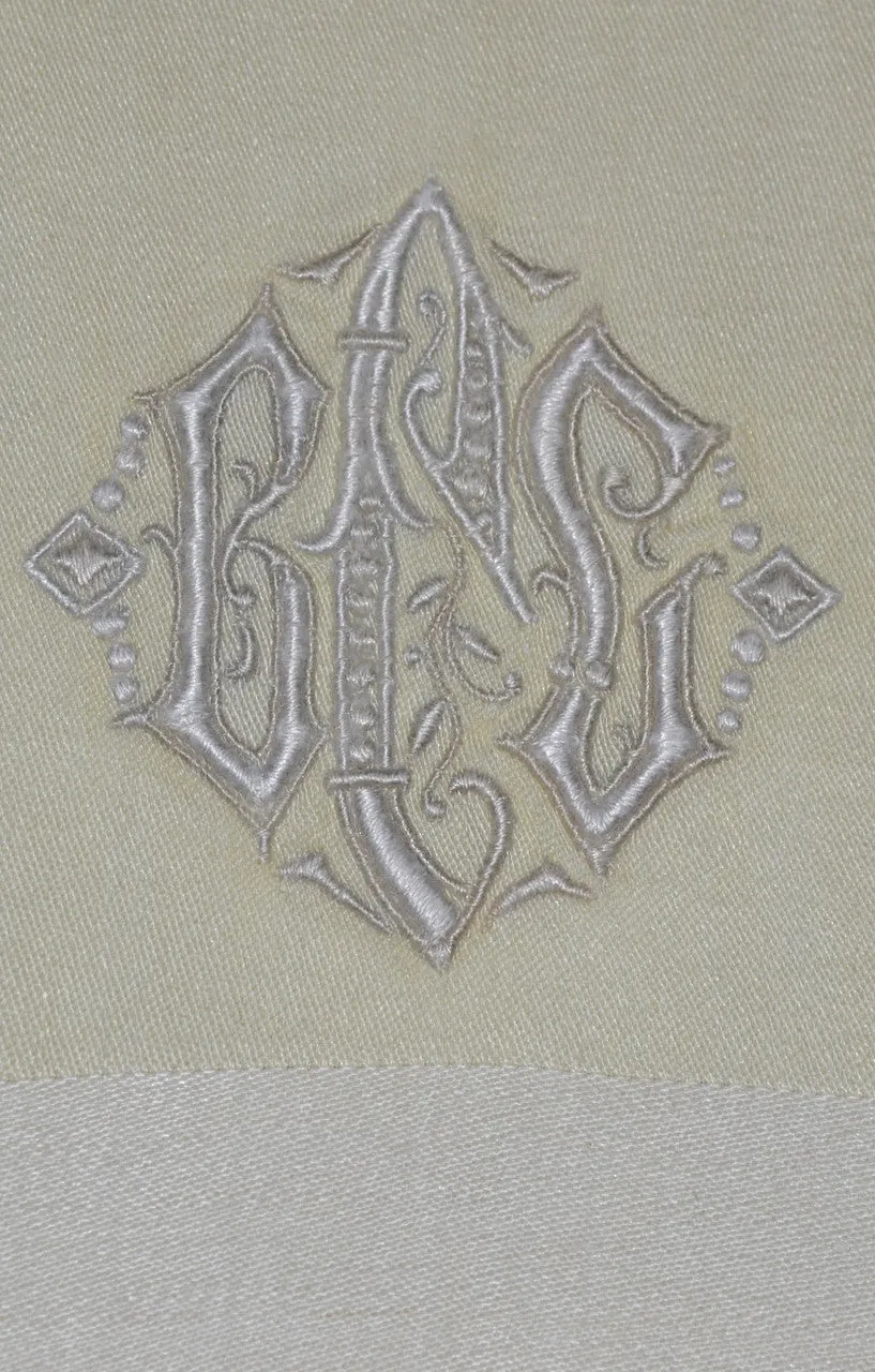 10 Banded Damask Monogrammed Vintage Dinner Napkins