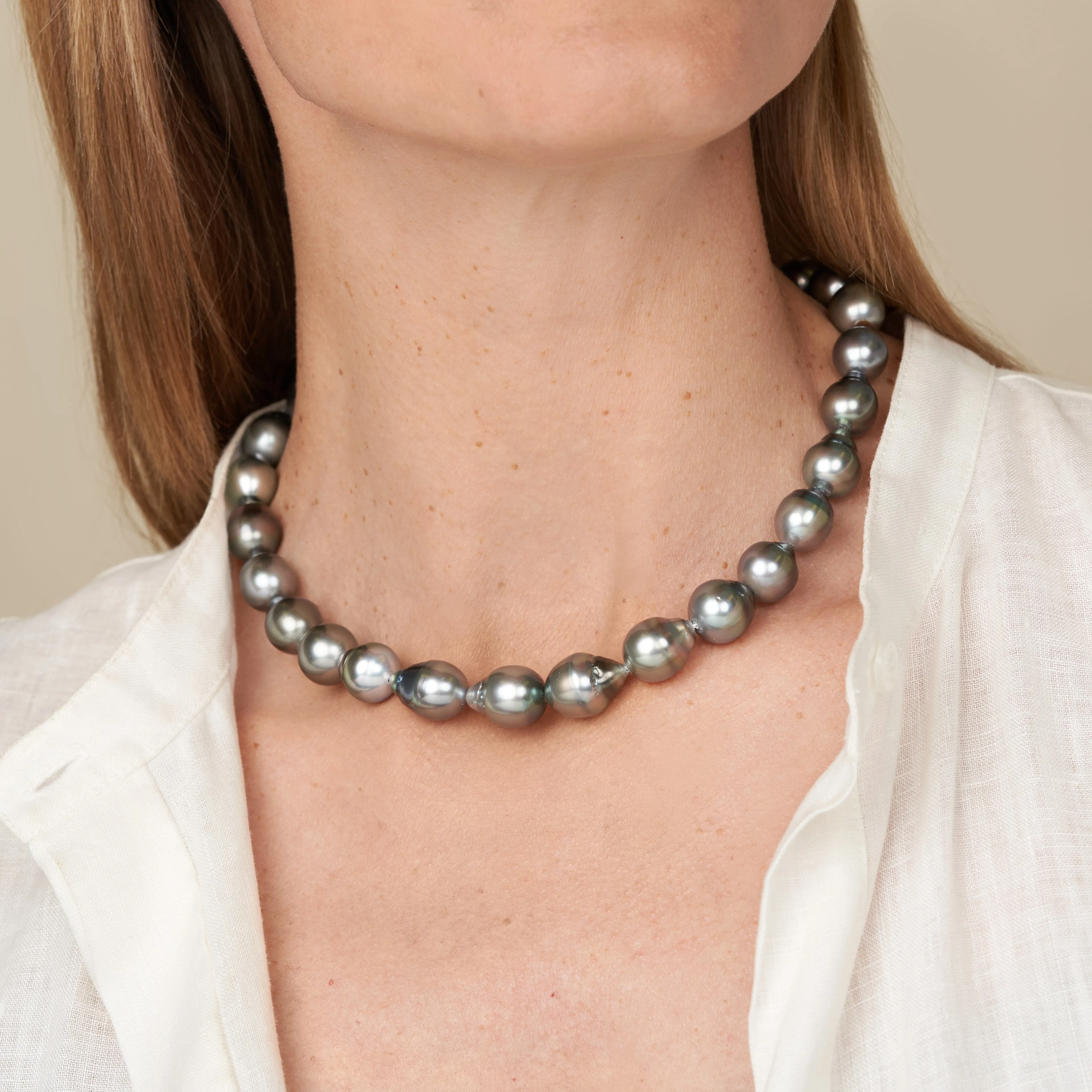 11.2-13.0 mm AA /AAA Tahitian Drop Pearl Necklace