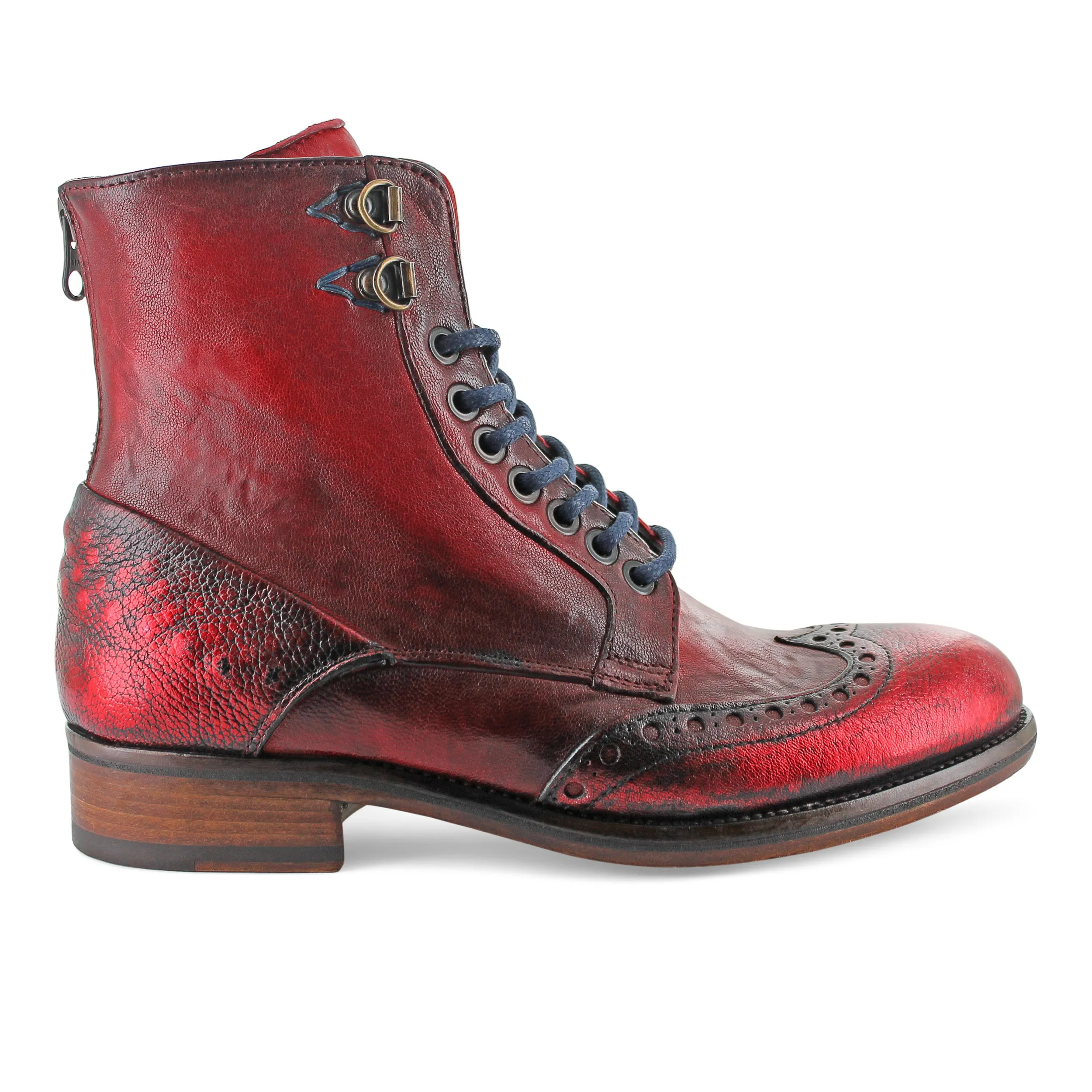 12385 - Hand Finished Red Ankle Boot