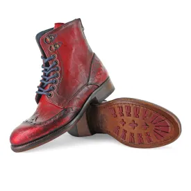 12385 - Hand Finished Red Ankle Boot