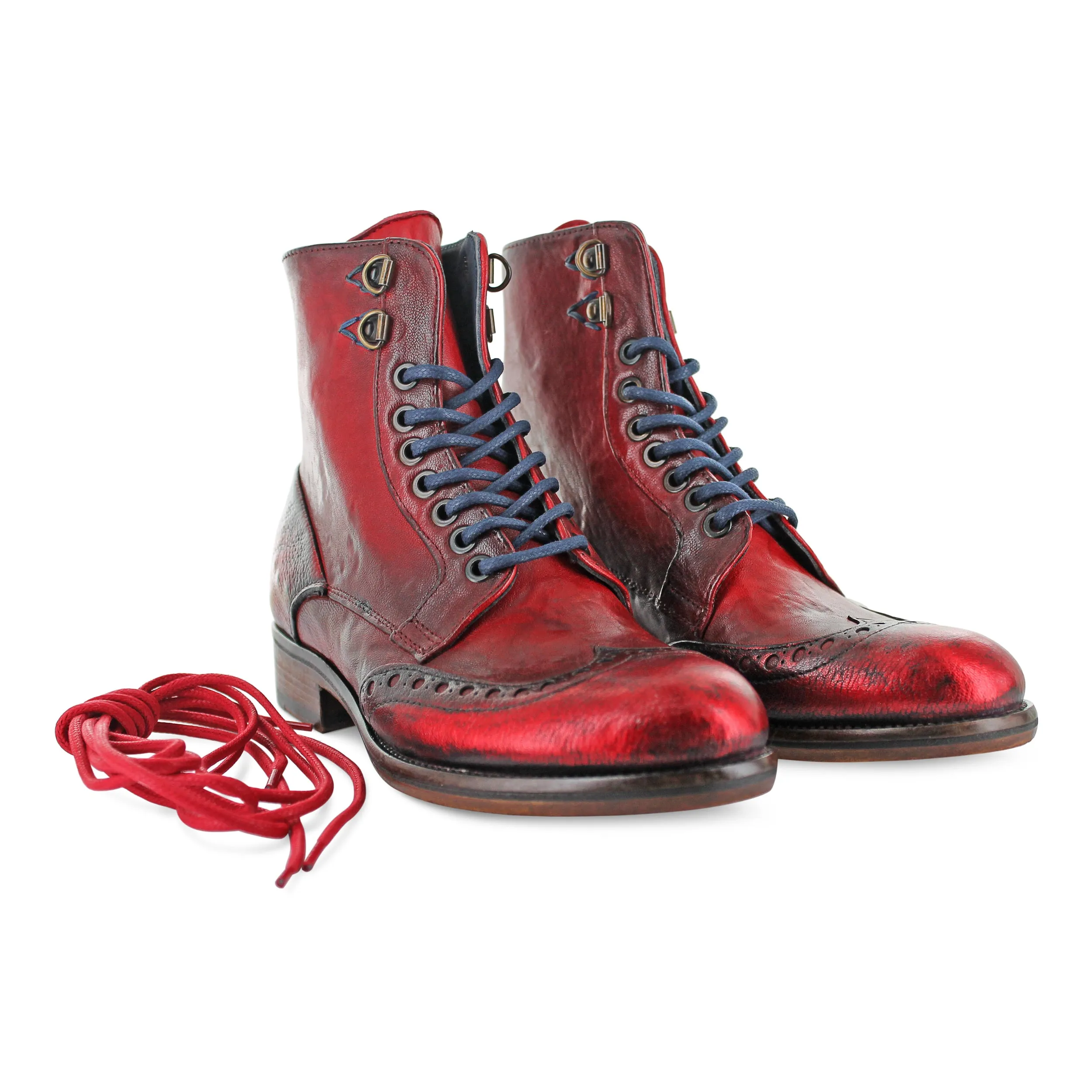 12385 - Hand Finished Red Ankle Boot