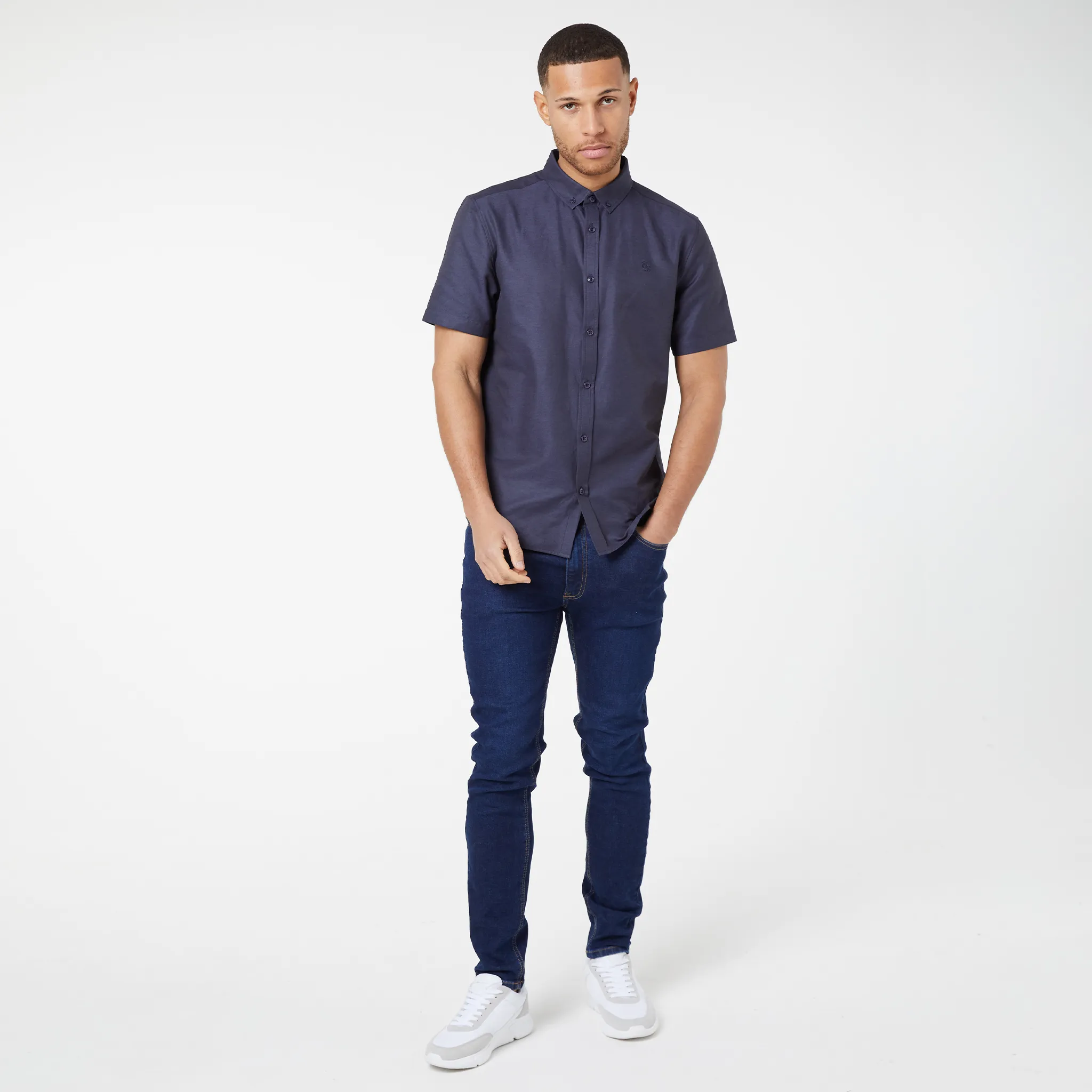 2-Pack Short Sleeve Oxford Shirt | Navy/White