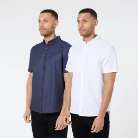 2-Pack Short Sleeve Oxford Shirt | Navy/White