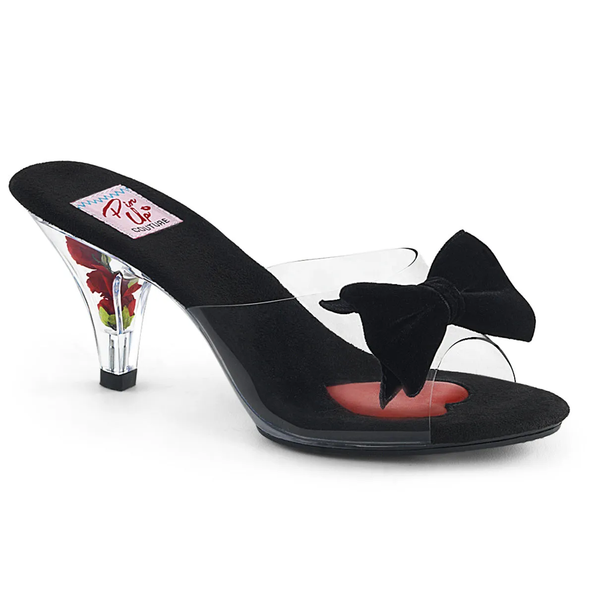 3" Velvet Bow & Flower Filled Heel (BELLE-301BOW)