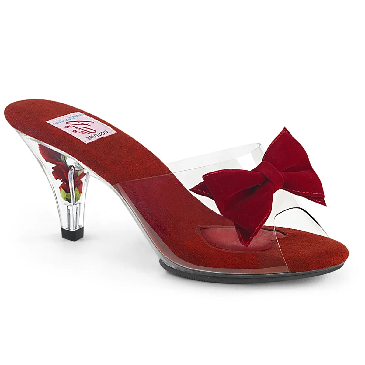 3" Velvet Bow & Flower Filled Heel (BELLE-301BOW)