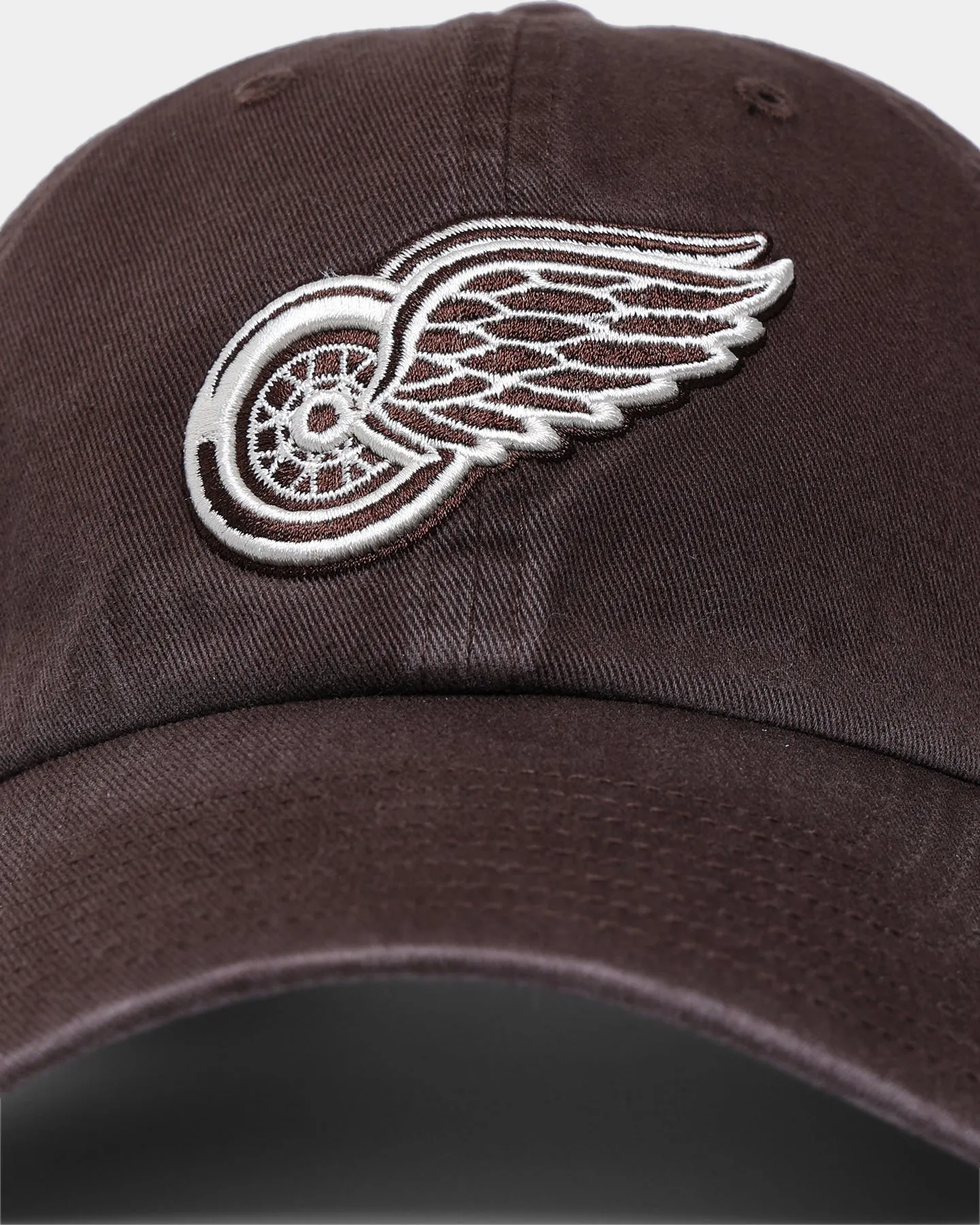 47 Brand Adjustable Strapback Cap in Brown, Detroit Red Wings Clean Up Design