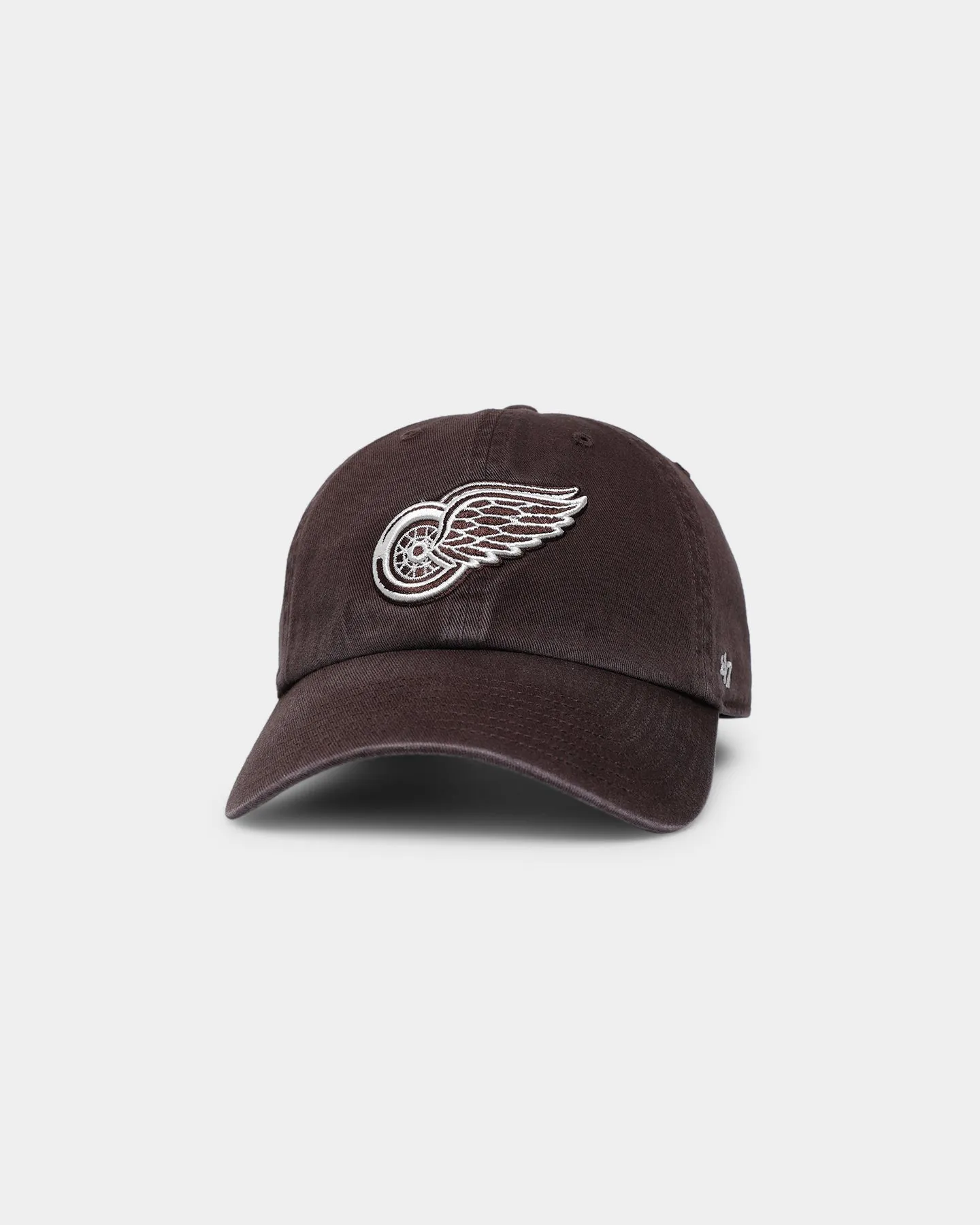 47 Brand Adjustable Strapback Cap in Brown, Detroit Red Wings Clean Up Design