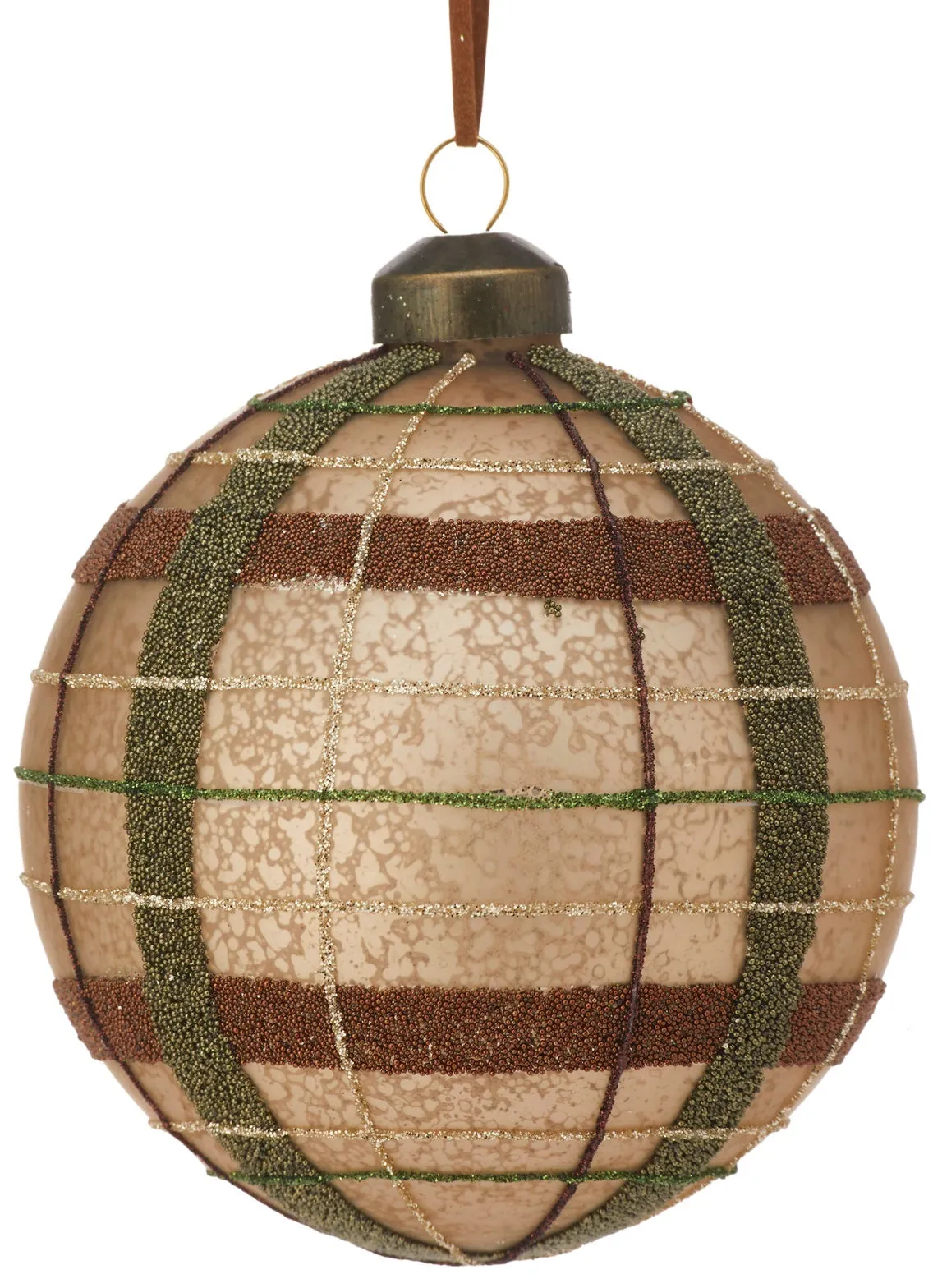 4" Matte & Glitter Plaid Ball Ornament