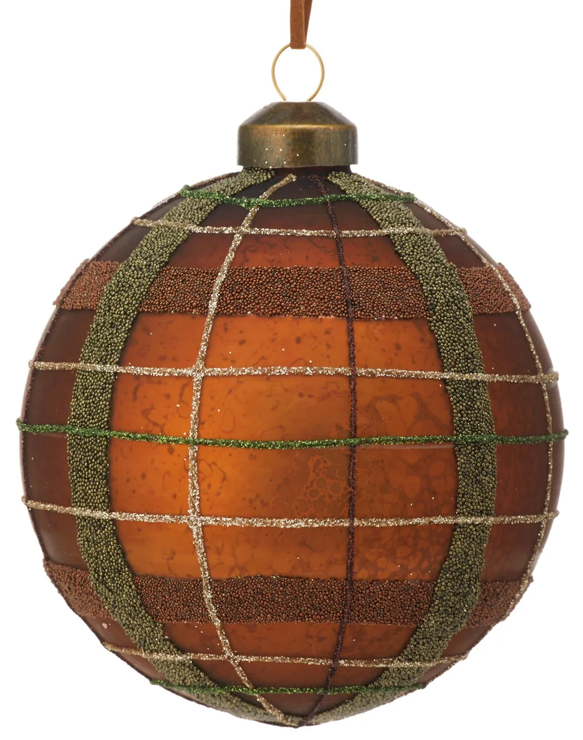 4" Matte & Glitter Plaid Ball Ornament