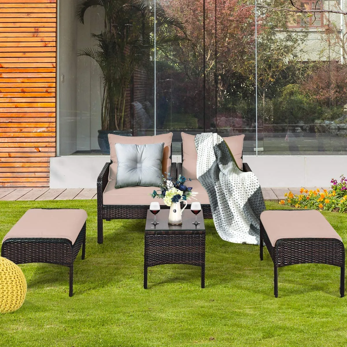 5-Piece Rattan Wicker Patio Set