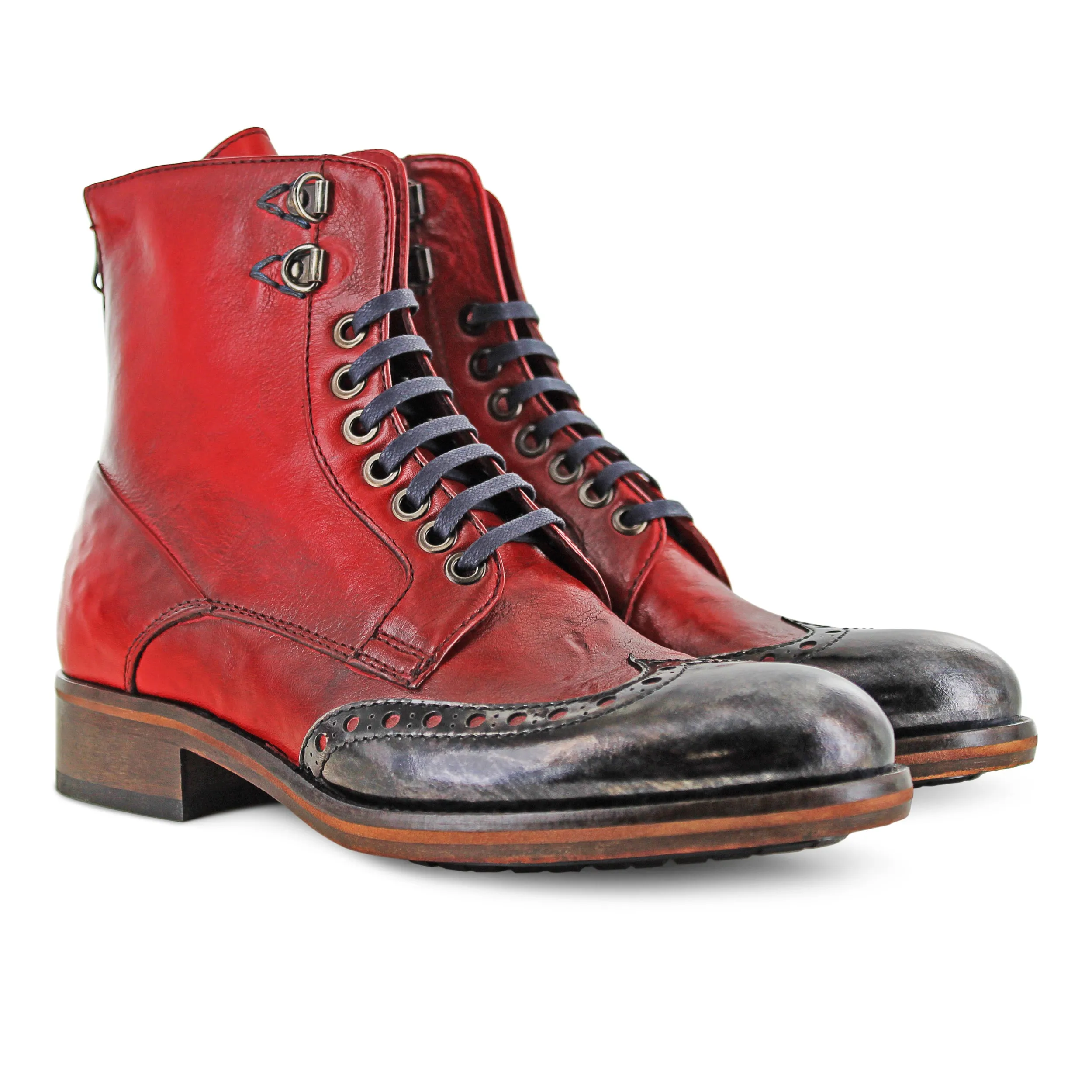 6309 - Hand Finished Red Ankle Boot