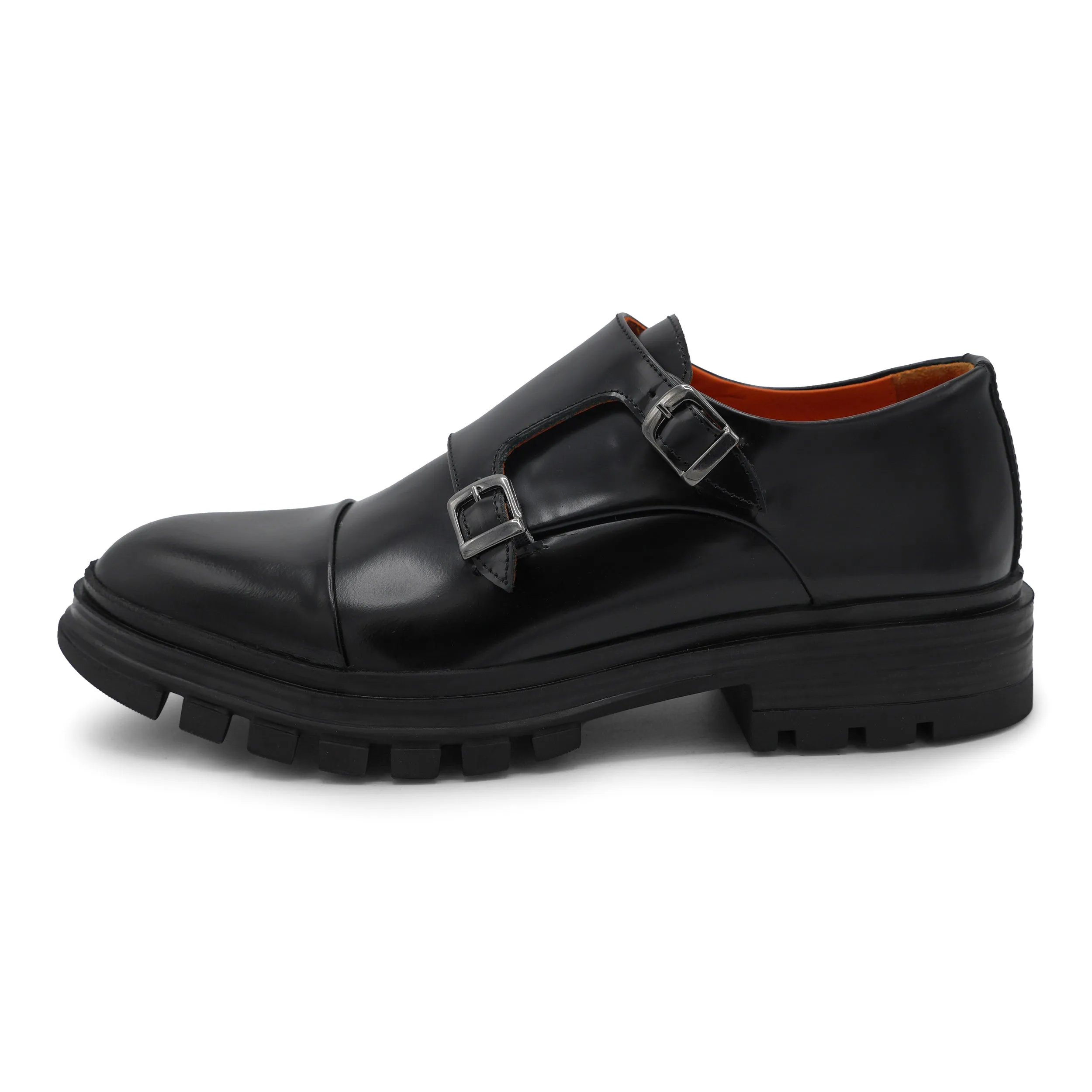 6656 - Black Double Monk Chunky Rubber Sole