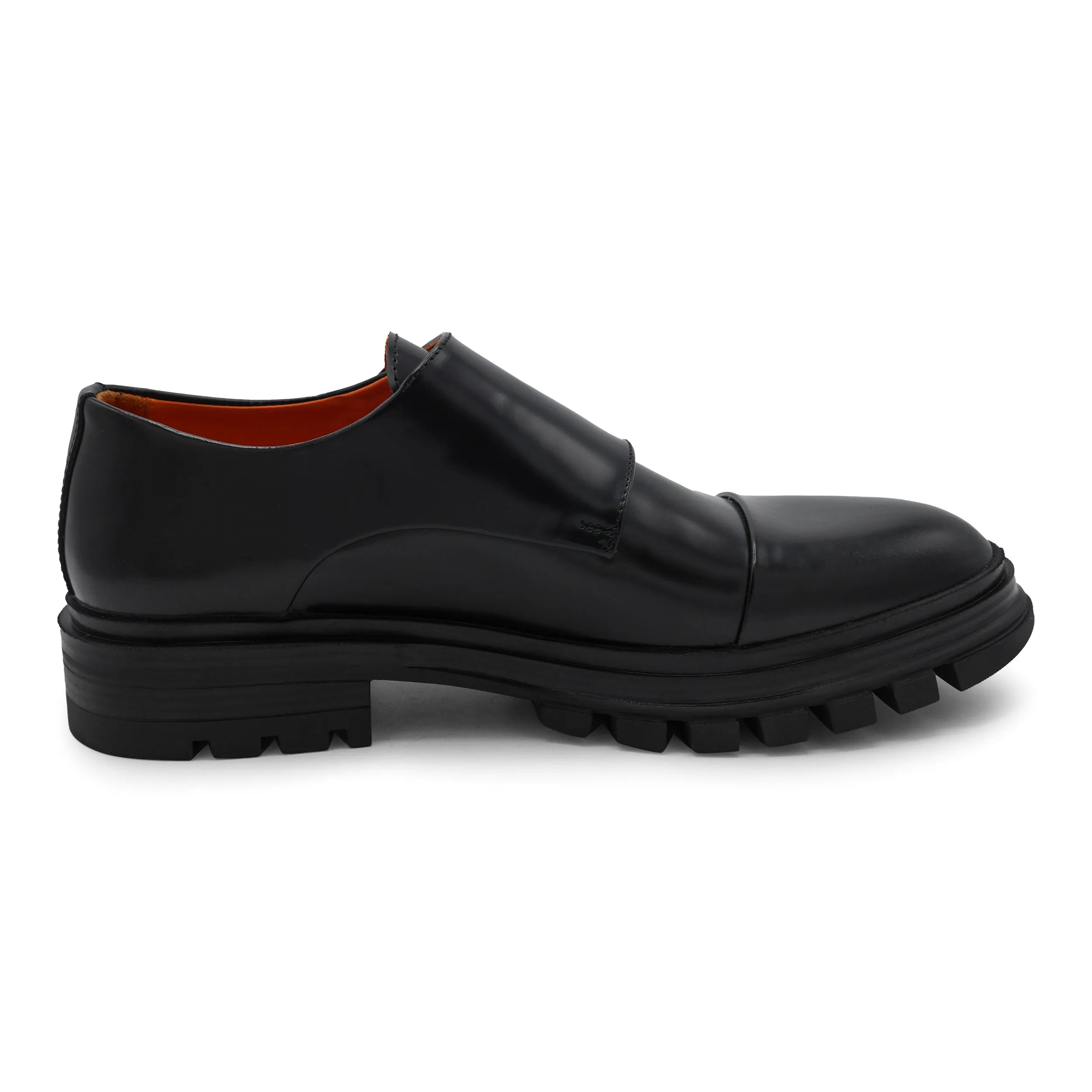 6656 - Black Double Monk Chunky Rubber Sole