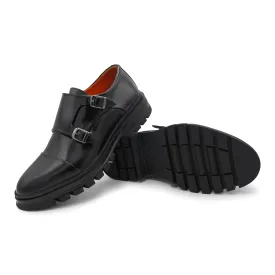 6656 - Black Double Monk Chunky Rubber Sole