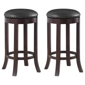 Aboushi Backless Swivel Bar Stool Brown (Set of 2)