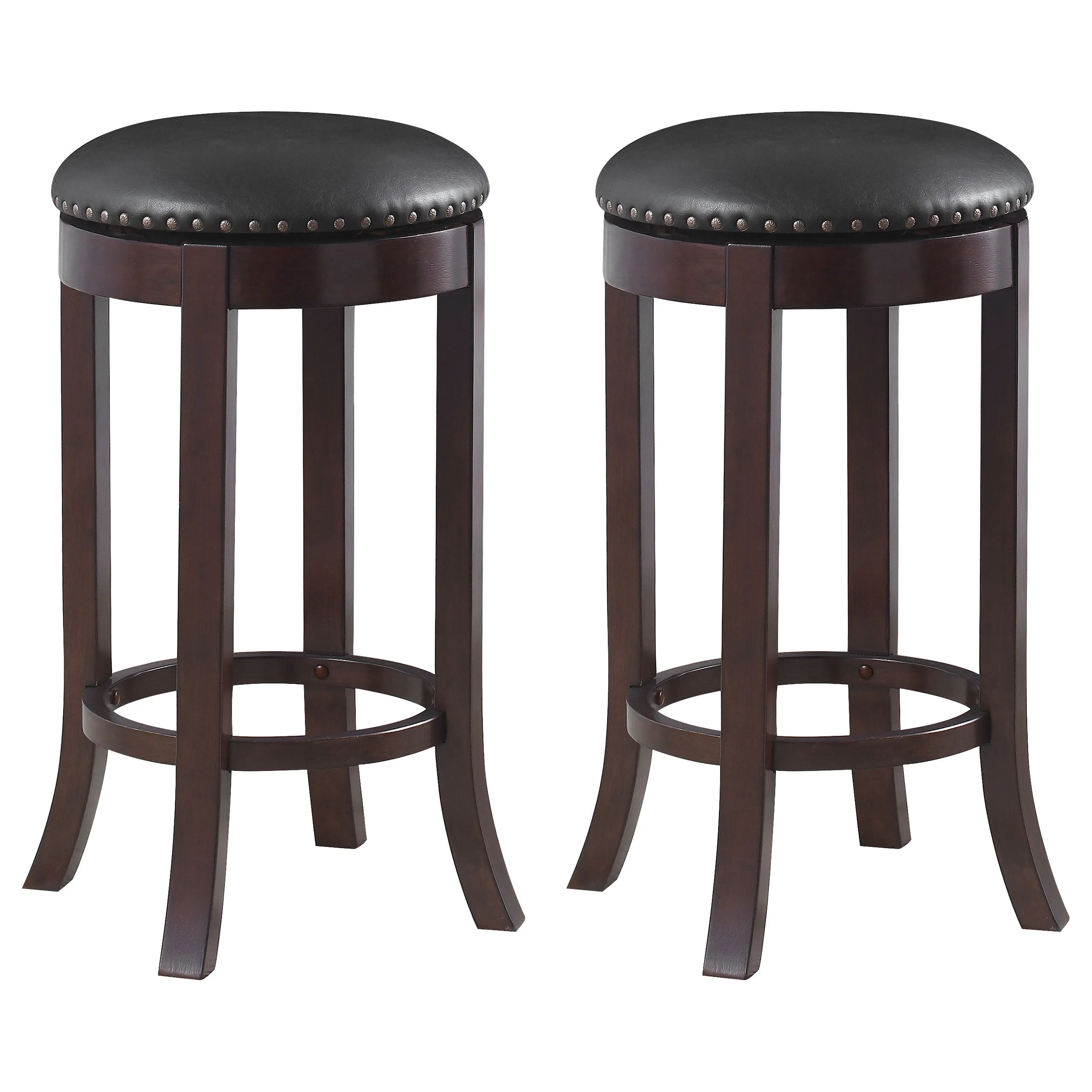 Aboushi Backless Swivel Bar Stool Brown (Set of 2)