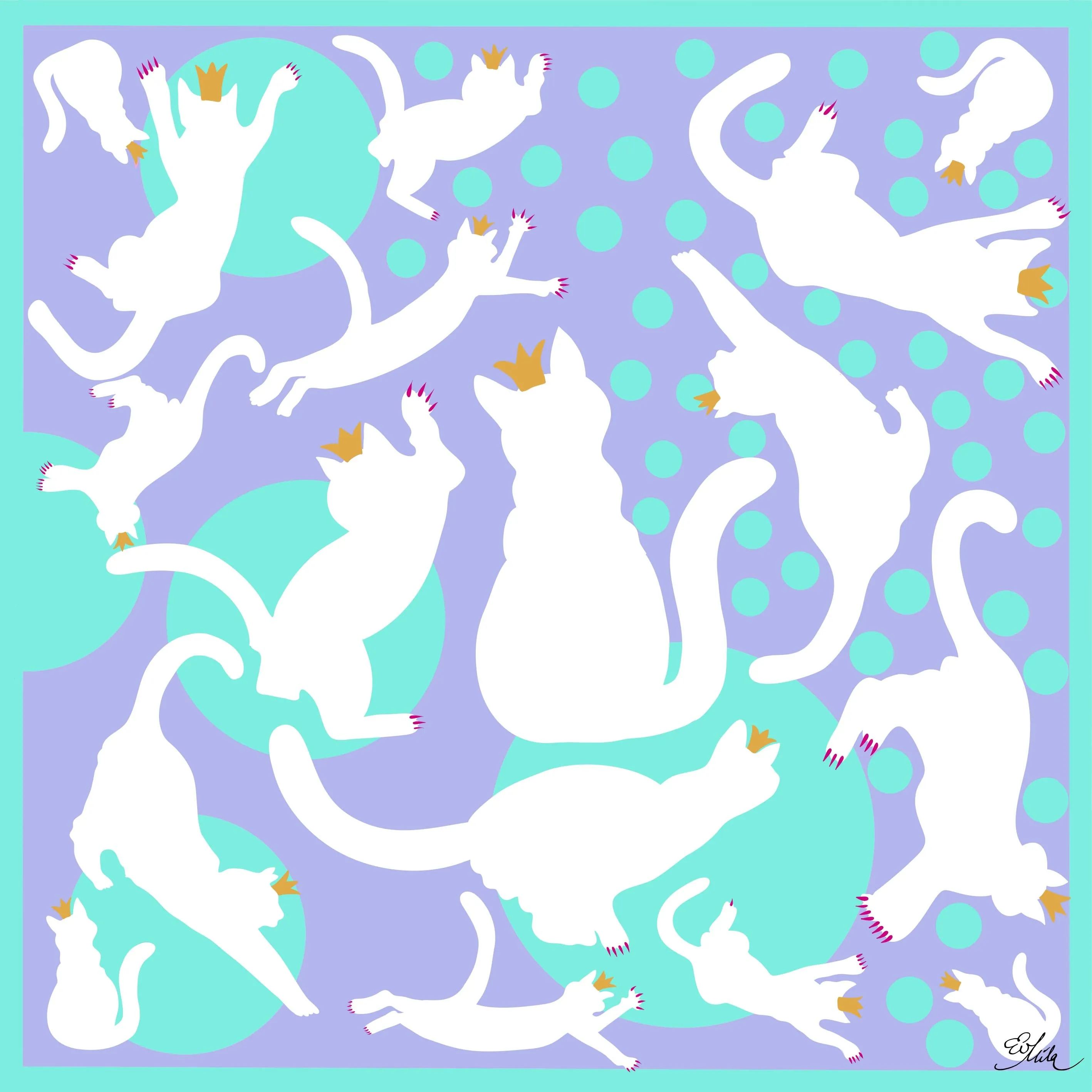 Accessorized Small & Mighty Cat Silk Satin Scarf