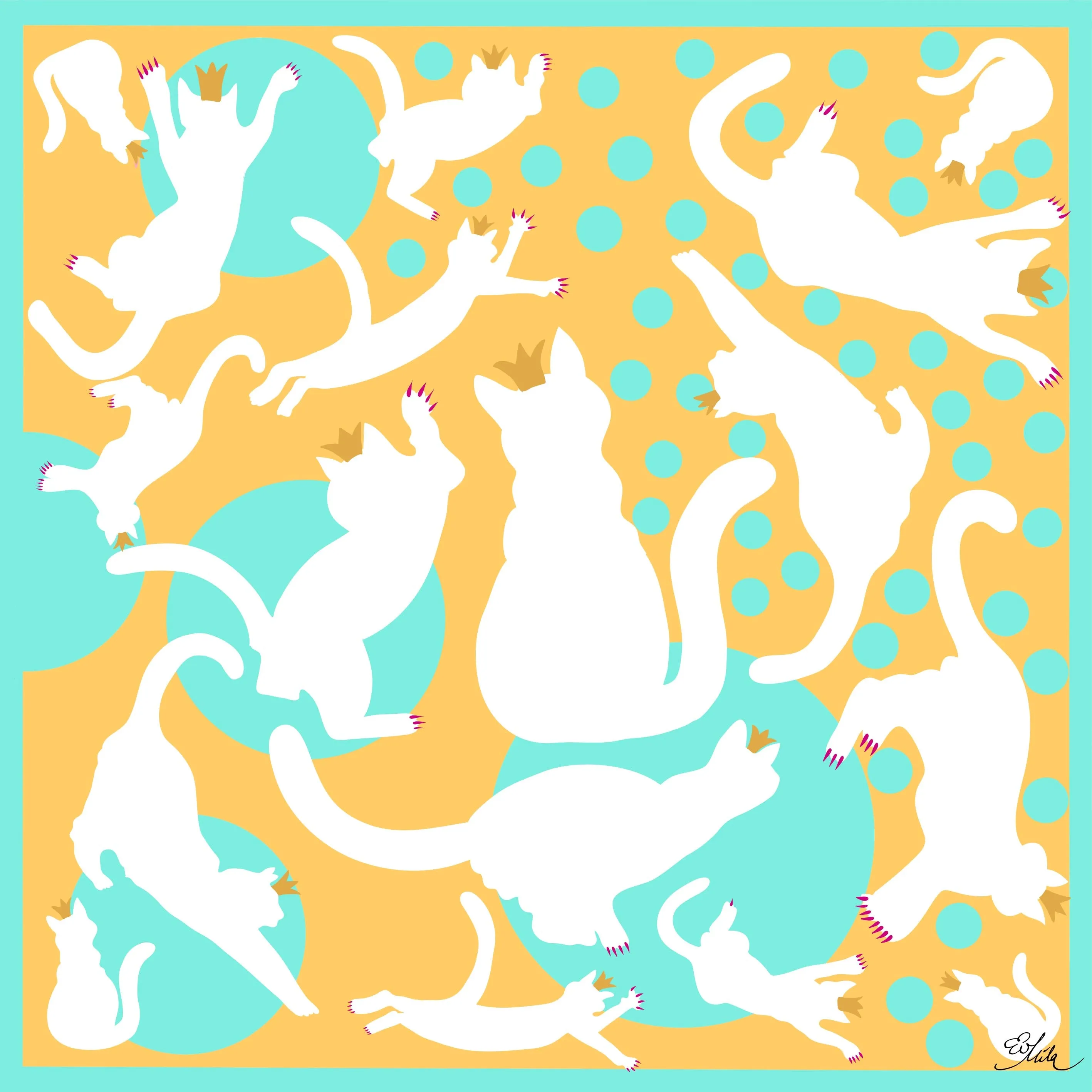 Accessorized Small & Mighty Cat Silk Satin Scarf