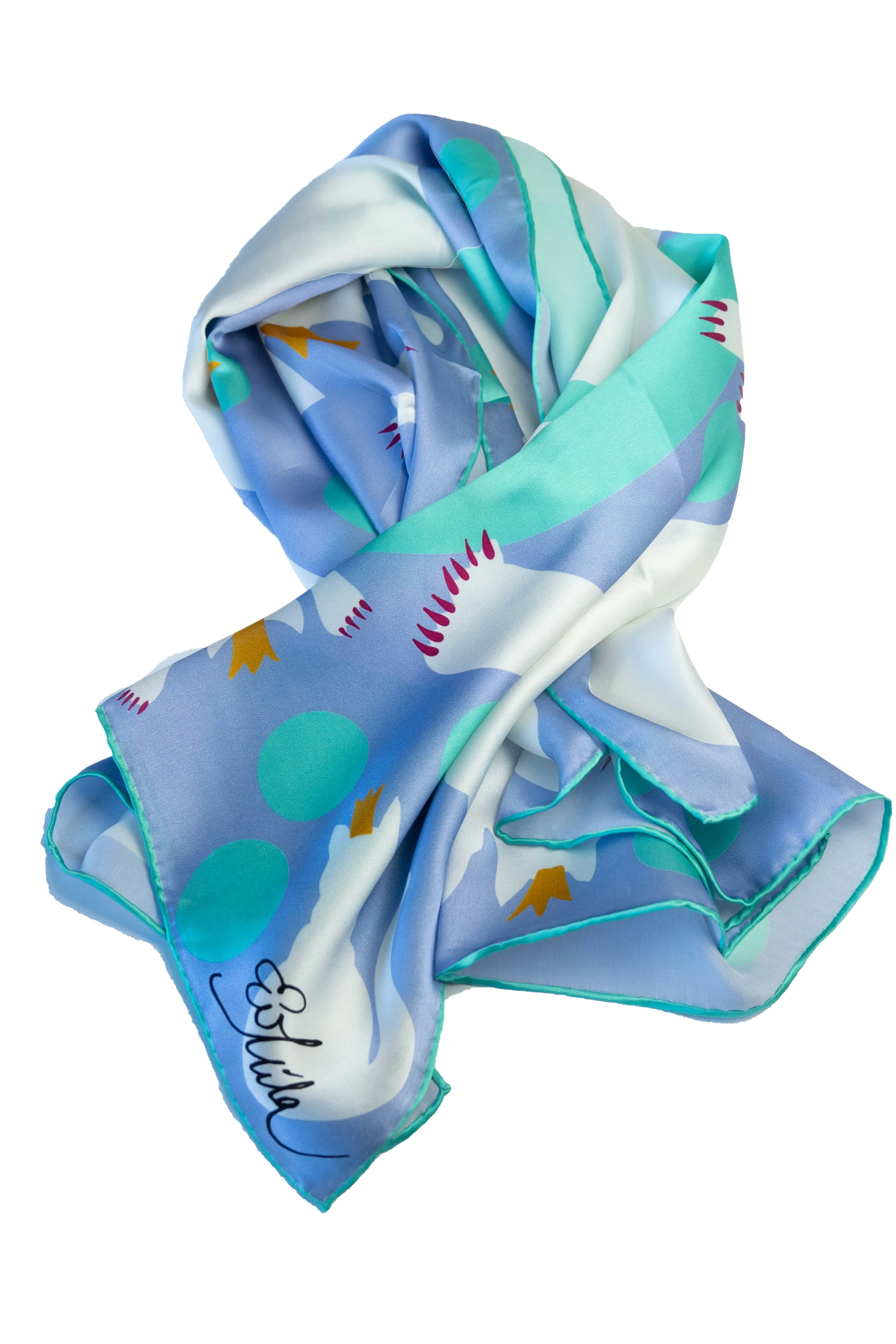 Accessorized Small & Mighty Cat Silk Satin Scarf