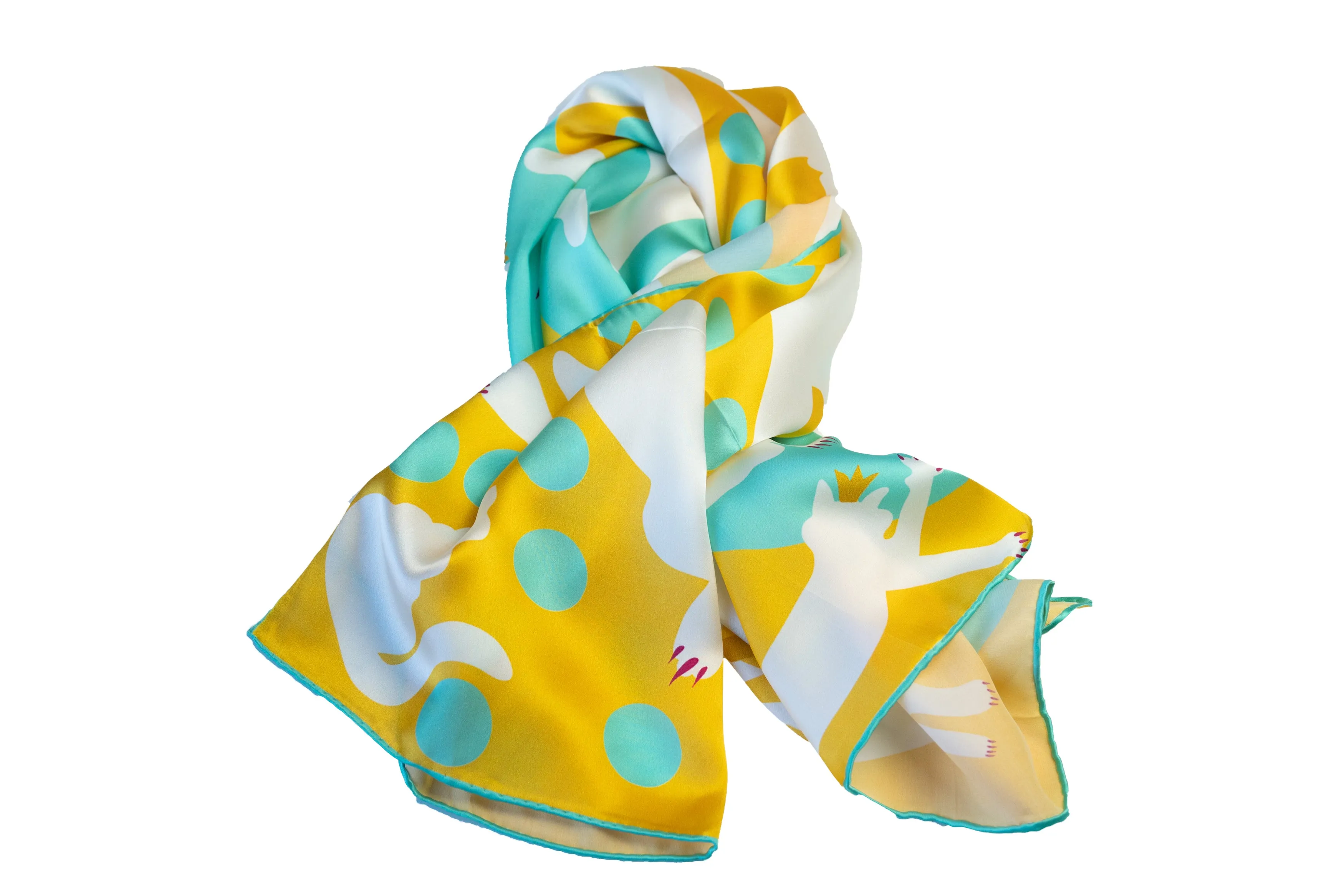 Accessorized Small & Mighty Cat Silk Satin Scarf