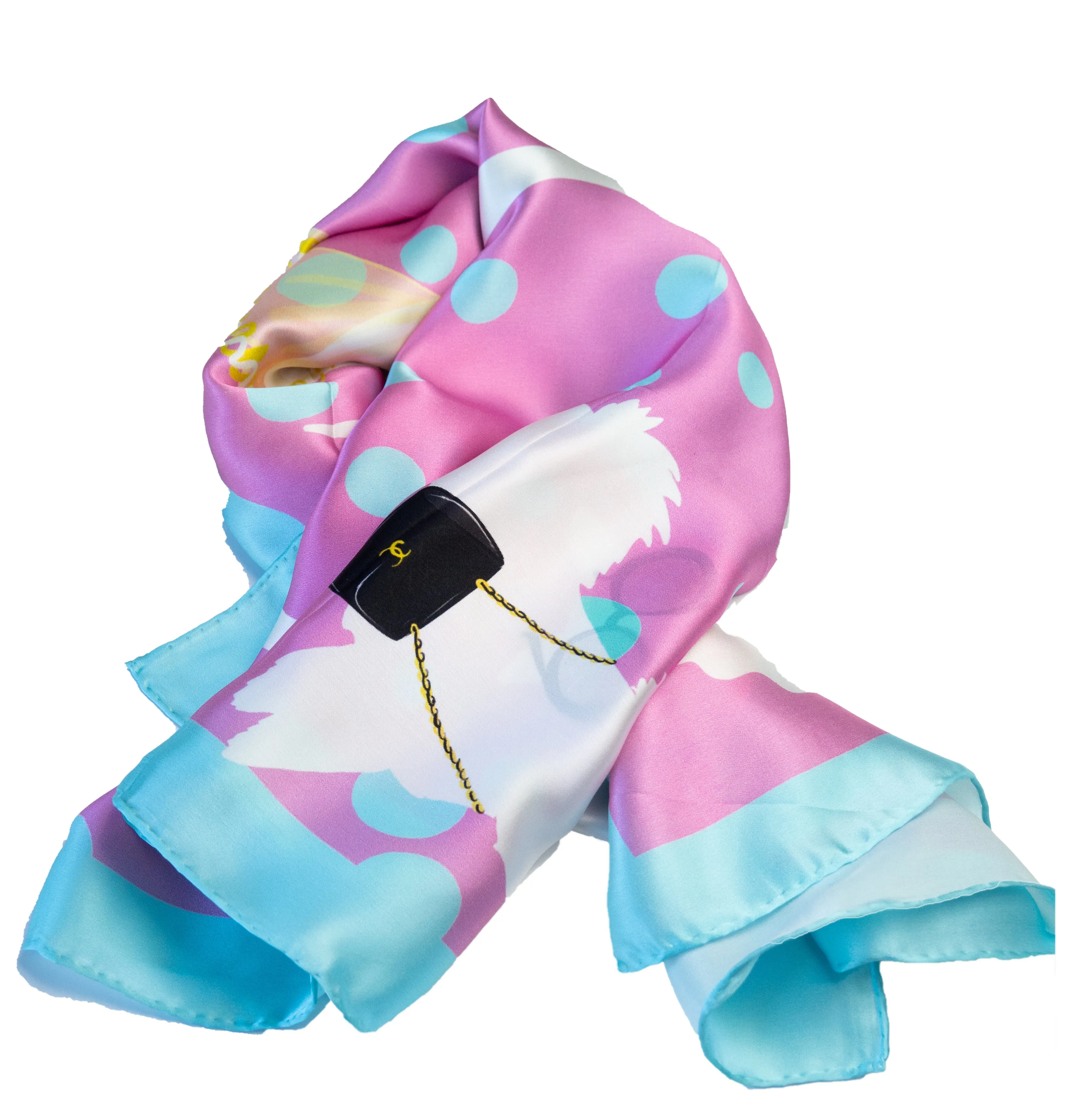 Accessorized Small & Mighty Dog Silk Satin Scarf