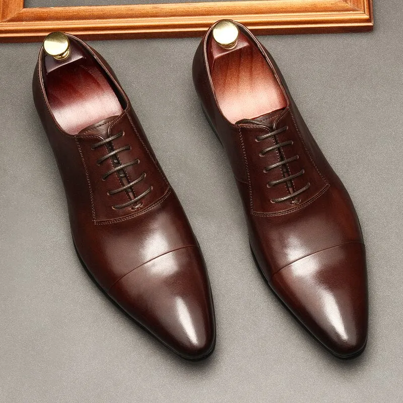 Adigano - Red bottom sole Leather Oxford Shoes For Men