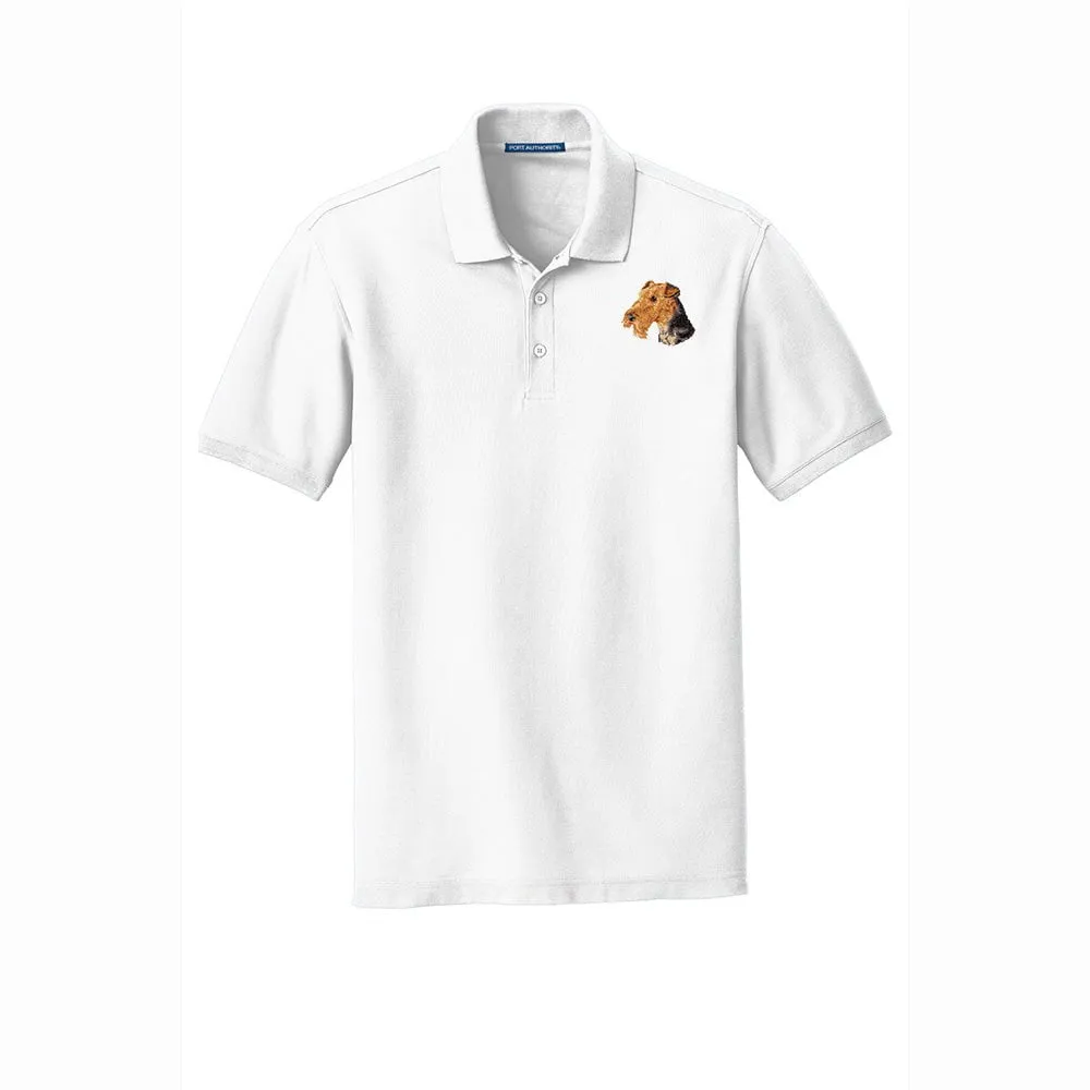 Airedale Terrier Embroidered Men's Short Sleeve Polo