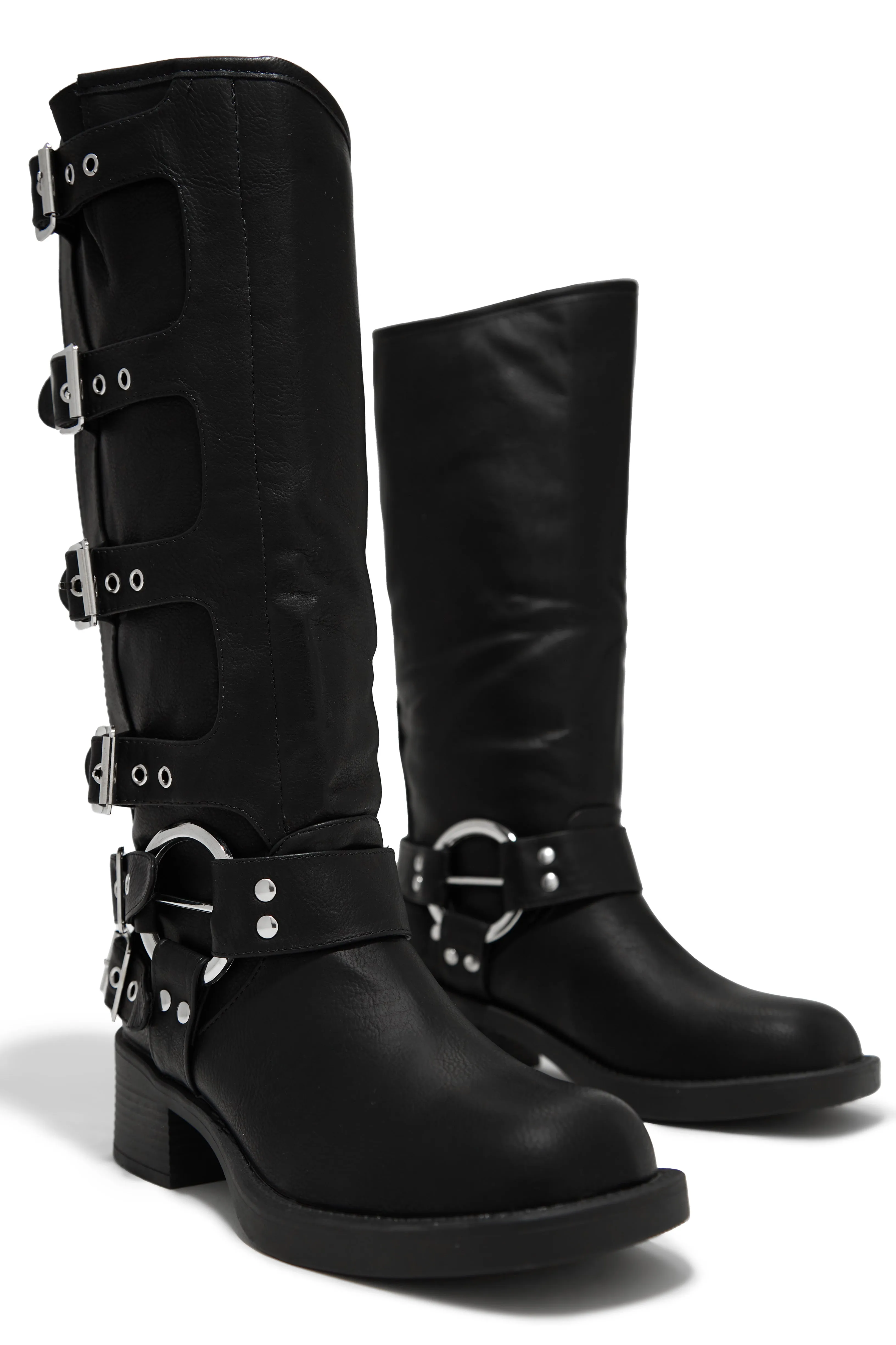 Alexx Flat Moto Boots - Black