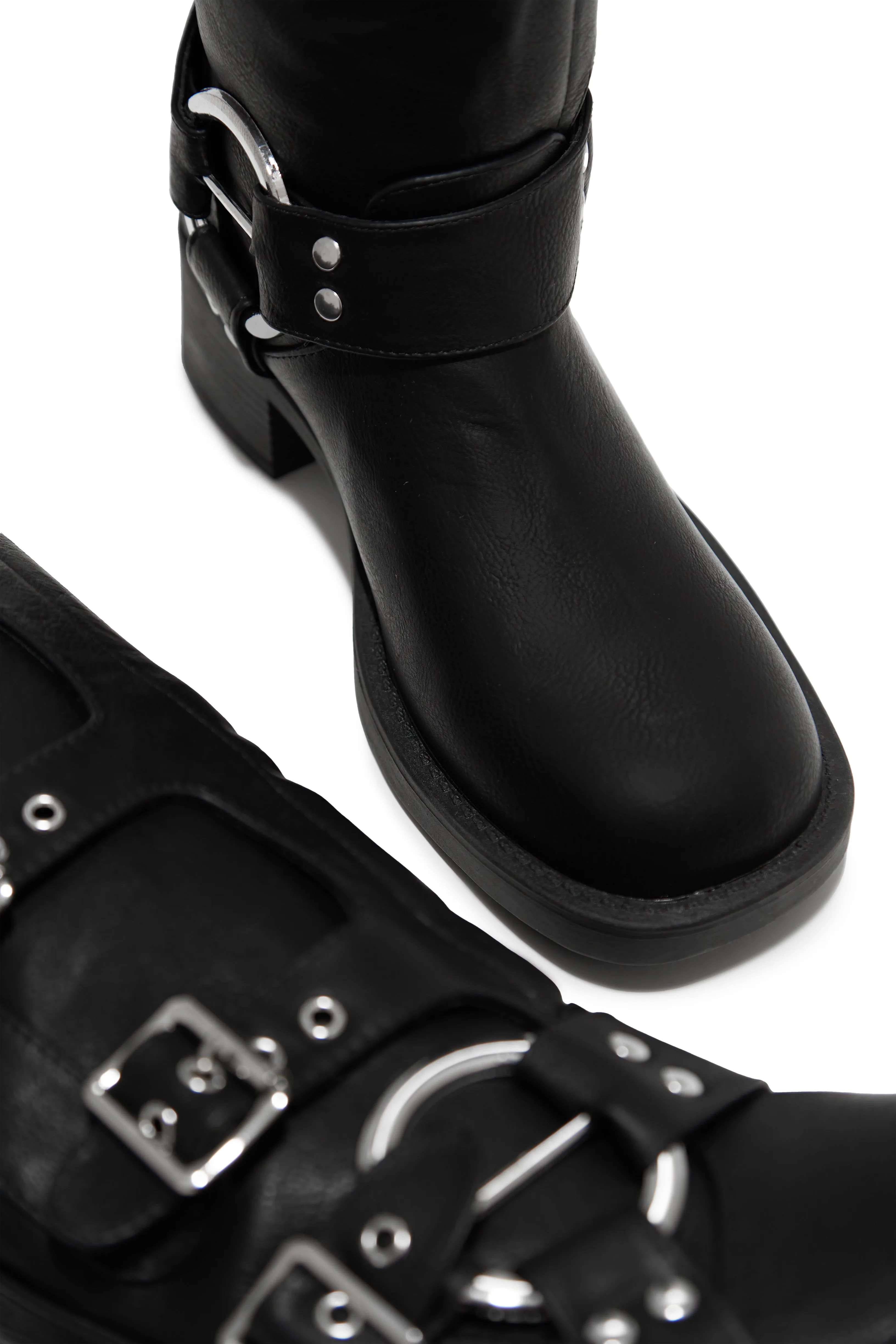 Alexx Flat Moto Boots - Black