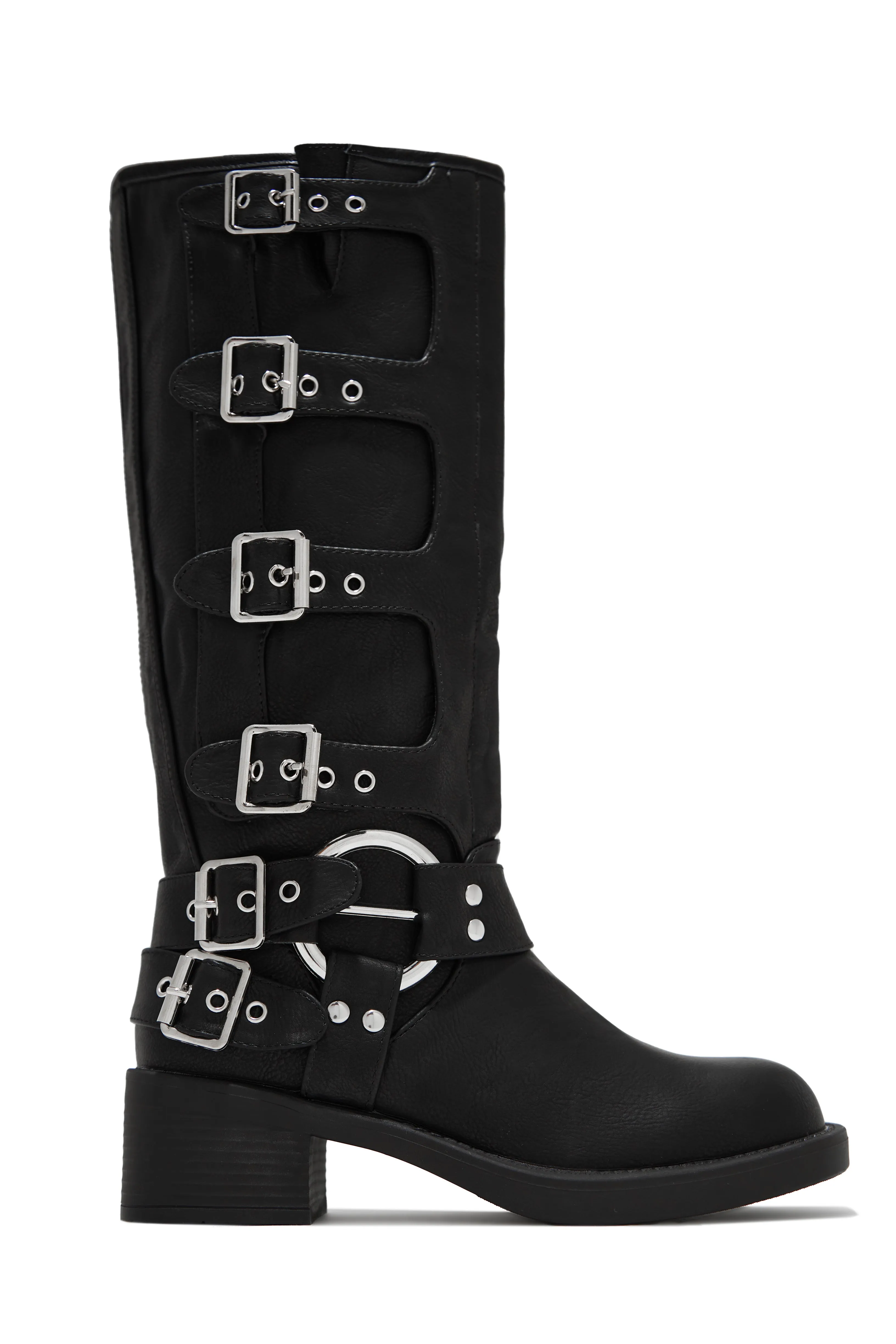 Alexx Flat Moto Boots - Black