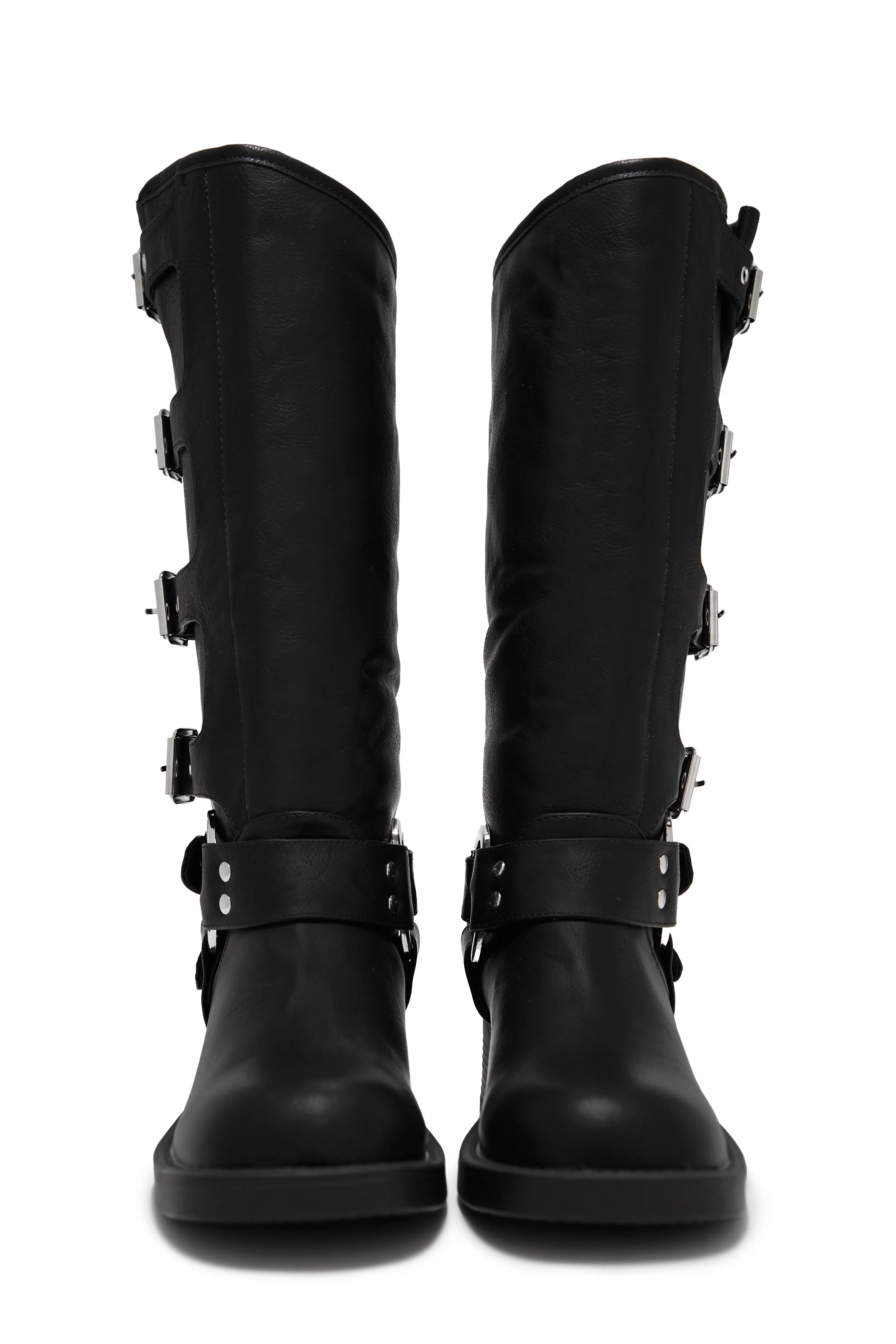 Alexx Flat Moto Boots - Black