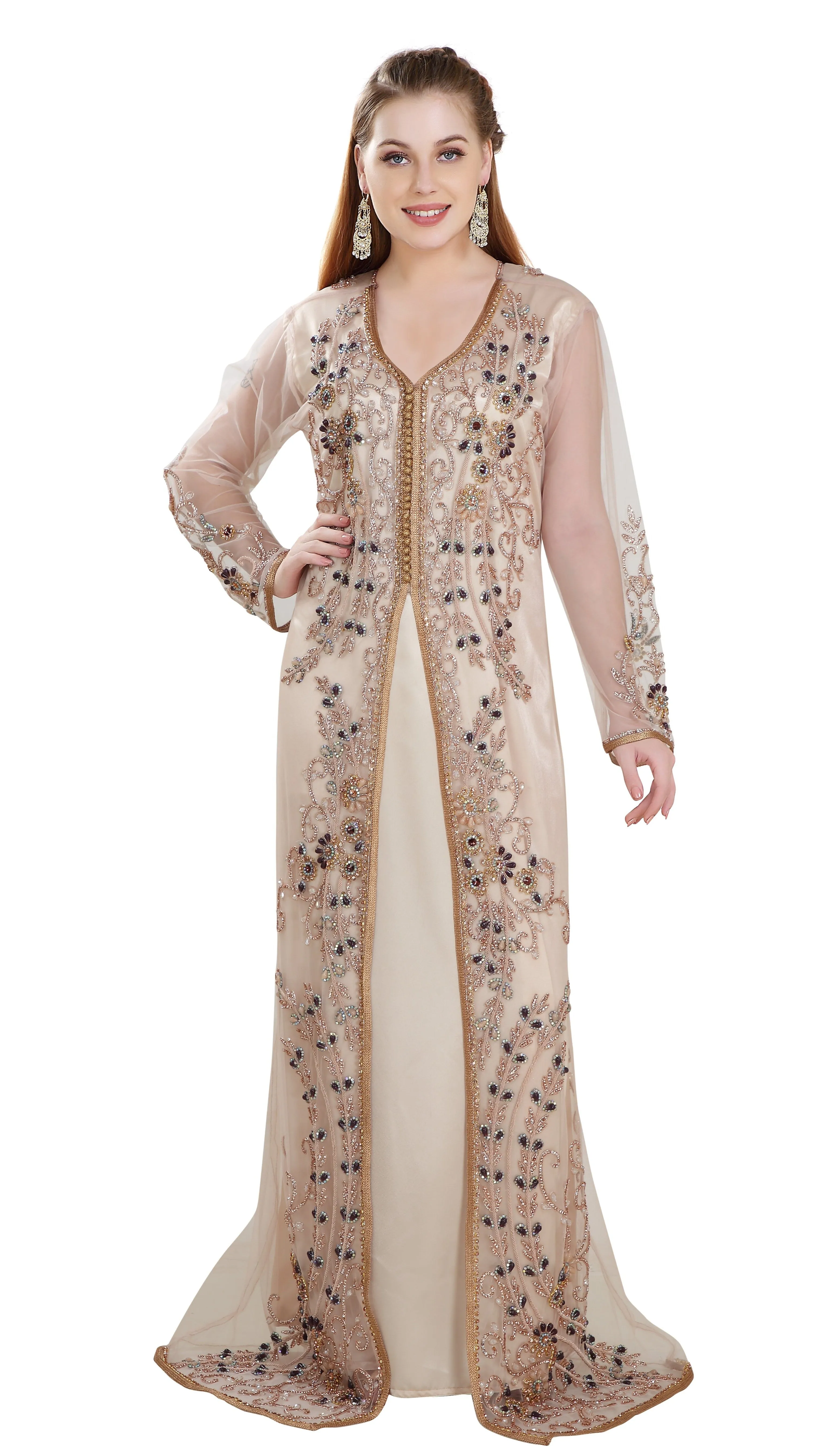 Algerian Kaftan Embroidered Hand Made Gown