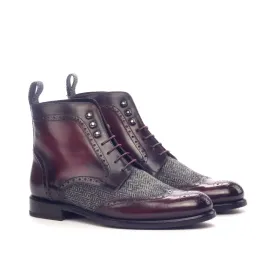 Aliya Ladies Patina Military Brogue Boots