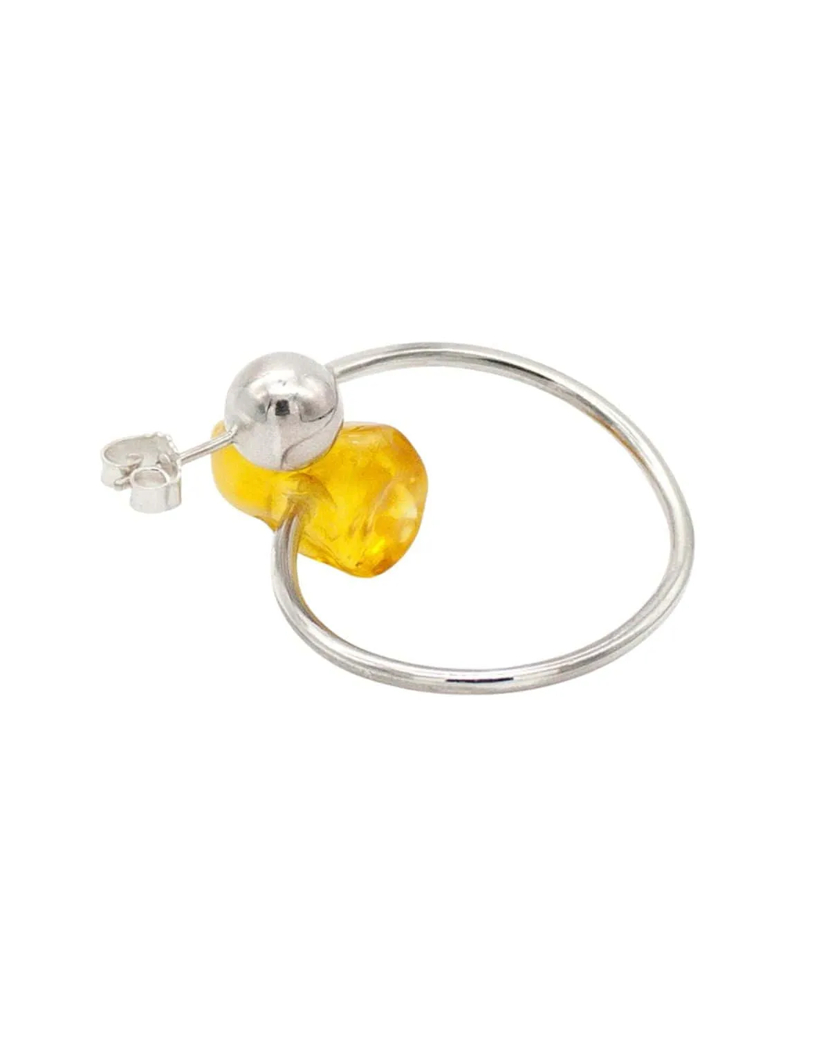 Amber Orb: Light Large Silver Hoops