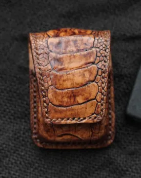 Badass Brown Leather Mens Zippo Lighter Cases With Belt Loop Lighter Holders For Men