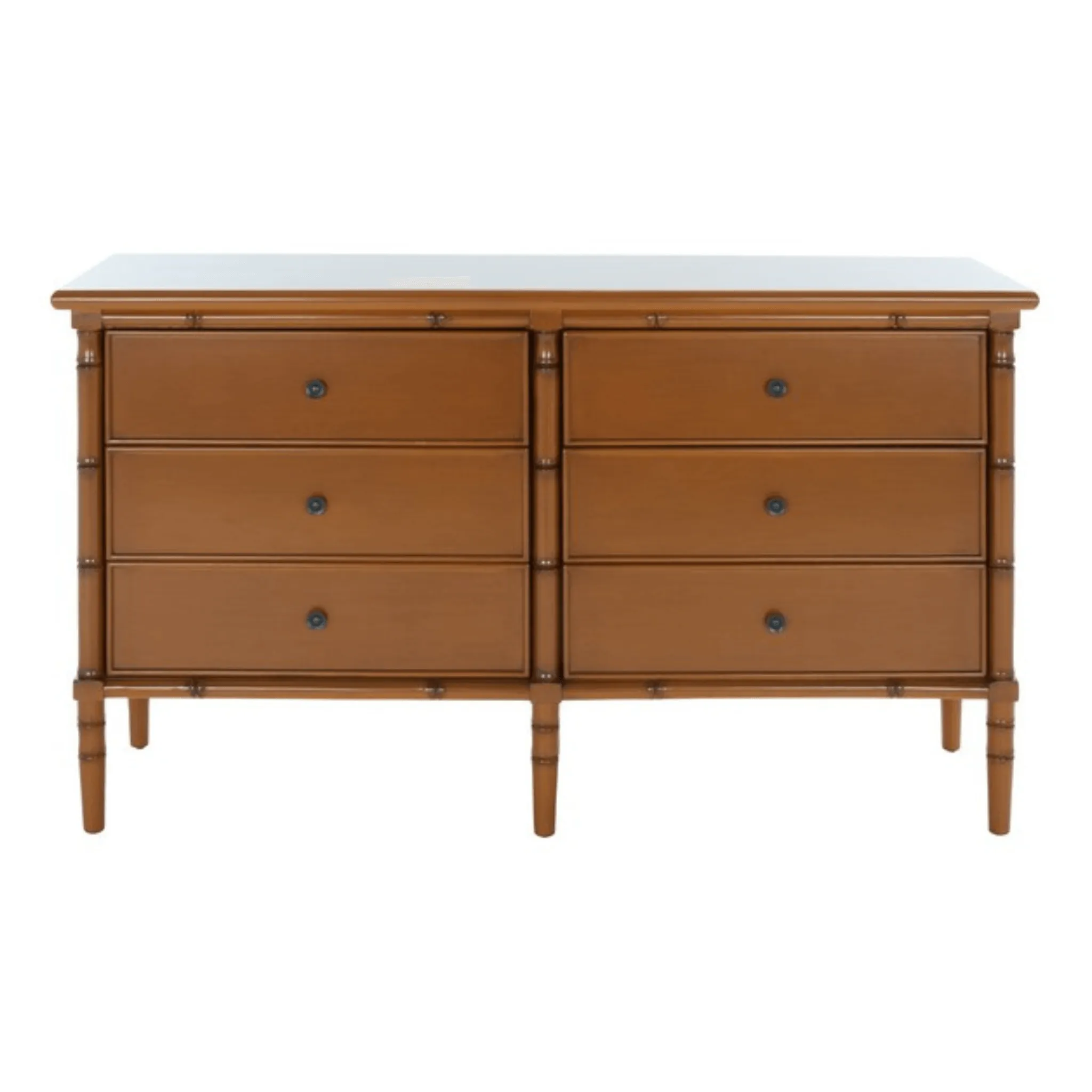 Bamboo Inspired Contemporary Dresser in Soft Brown Finish