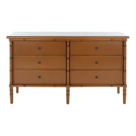 Bamboo Inspired Contemporary Dresser in Soft Brown Finish