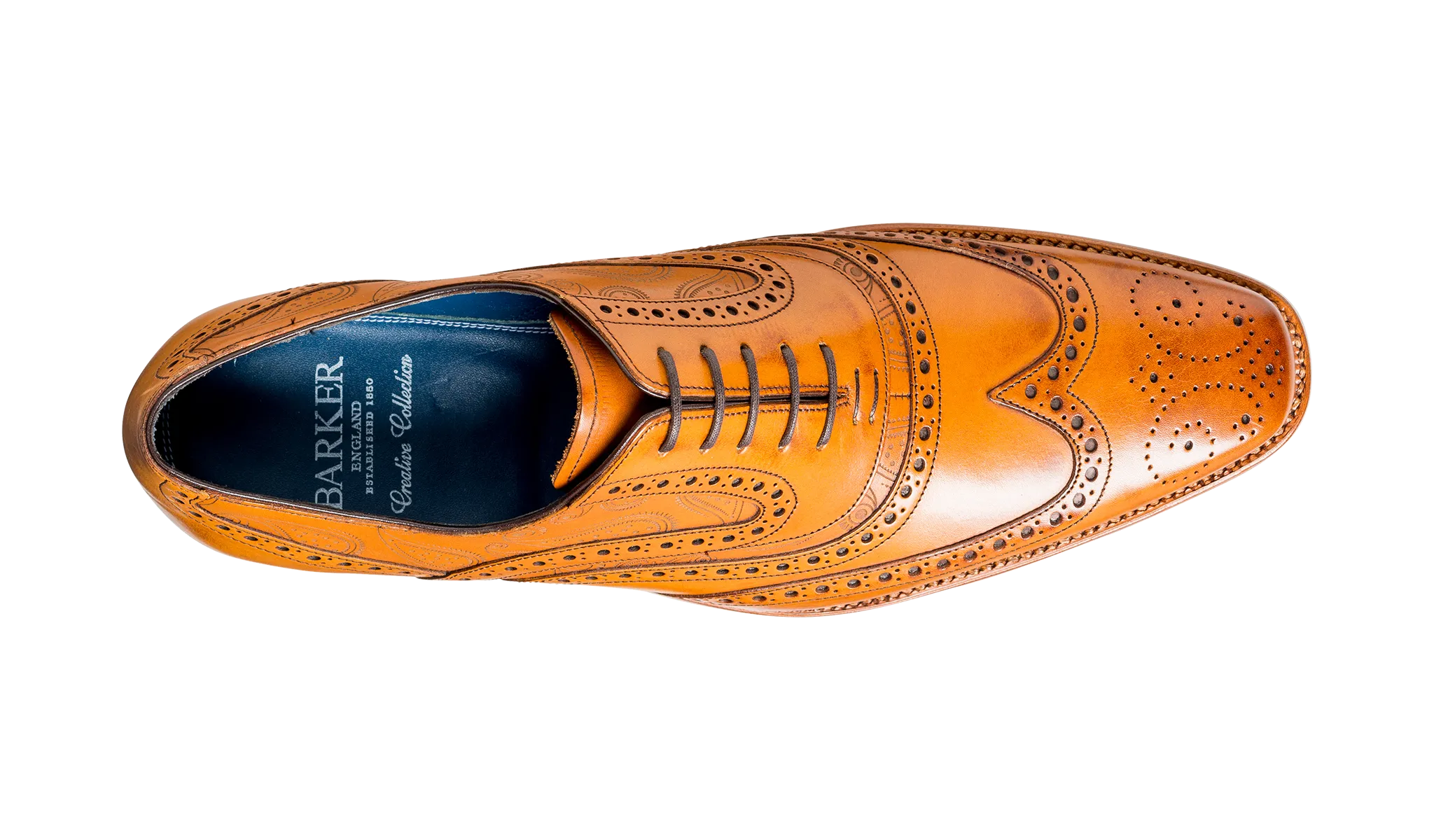 Barker McClean Classic Full Brogue Oxford Shoe - Cedar Calf / Paisley Laser