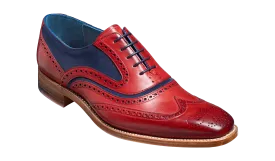 Barker McClean Classic Full Brogue Oxford Shoe - Red Hand Painted / Navy