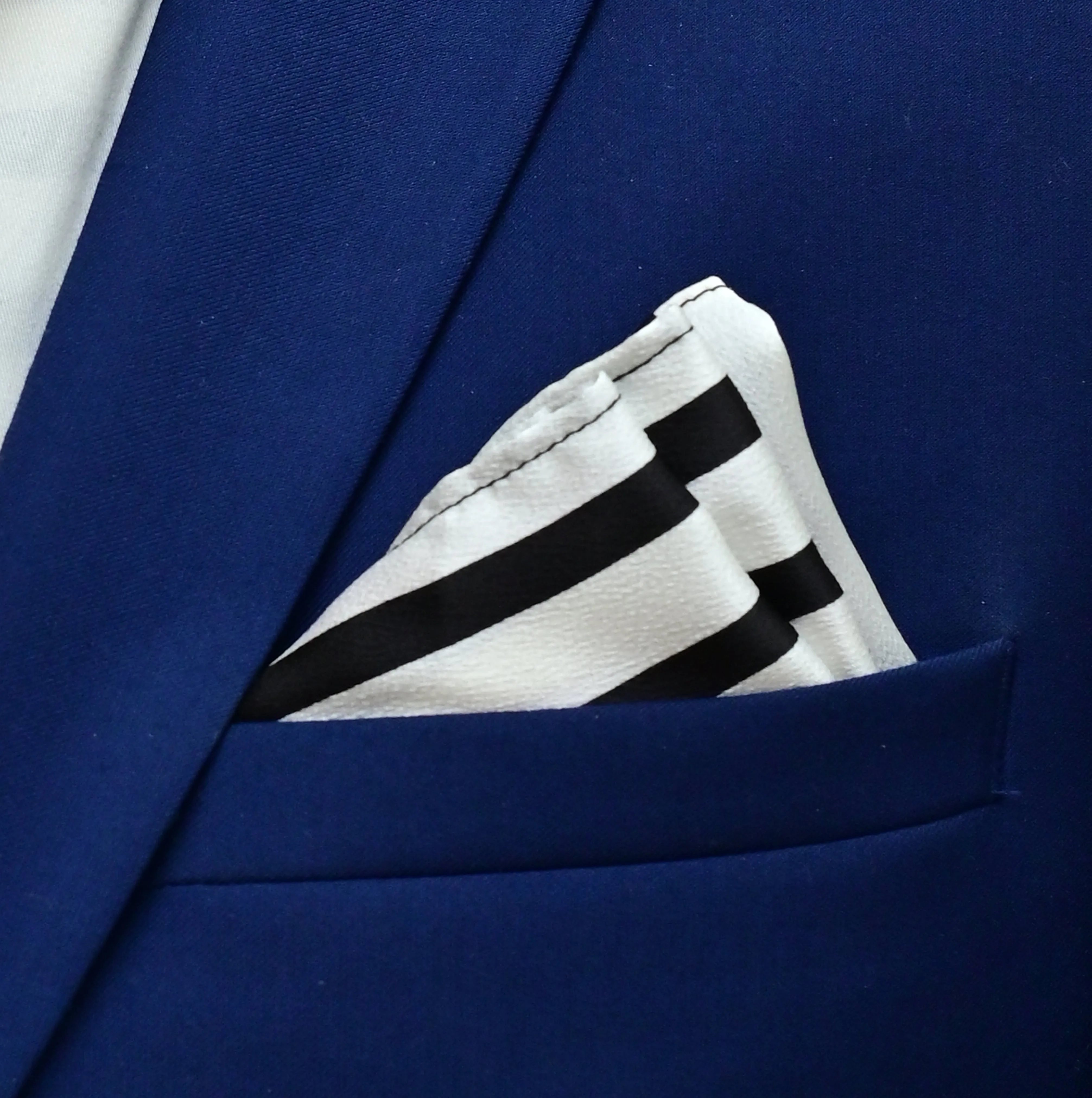 Black & White Stripes Silk Pocket Squares