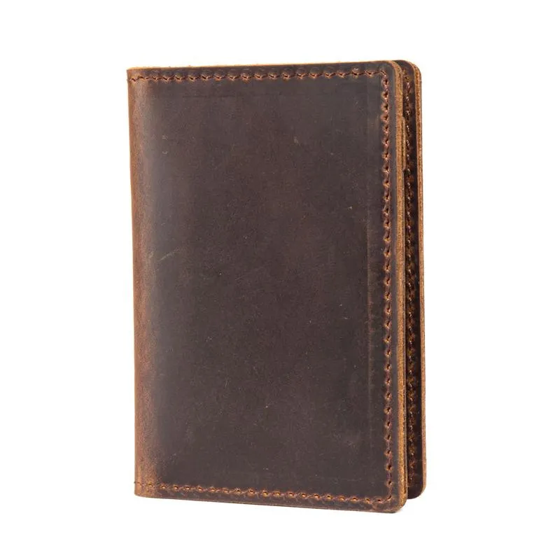 Black Cool Leather Mens Brown Driver's License Wallet Card Wallet Bifold Thin Card Holder For Men