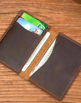 Black Cool Leather Mens Brown Driver's License Wallet Card Wallet Bifold Thin Card Holder For Men