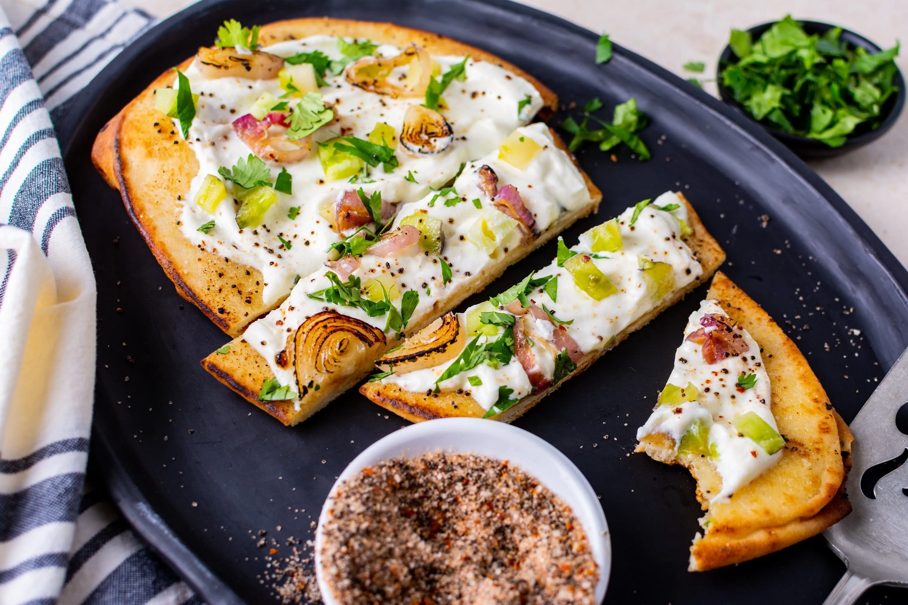 Black Garlic Flatbread with Whipped Ricotta