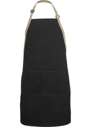 Black w/ Khaki Bib Color Block Adjustable Apron (2 Pockets)