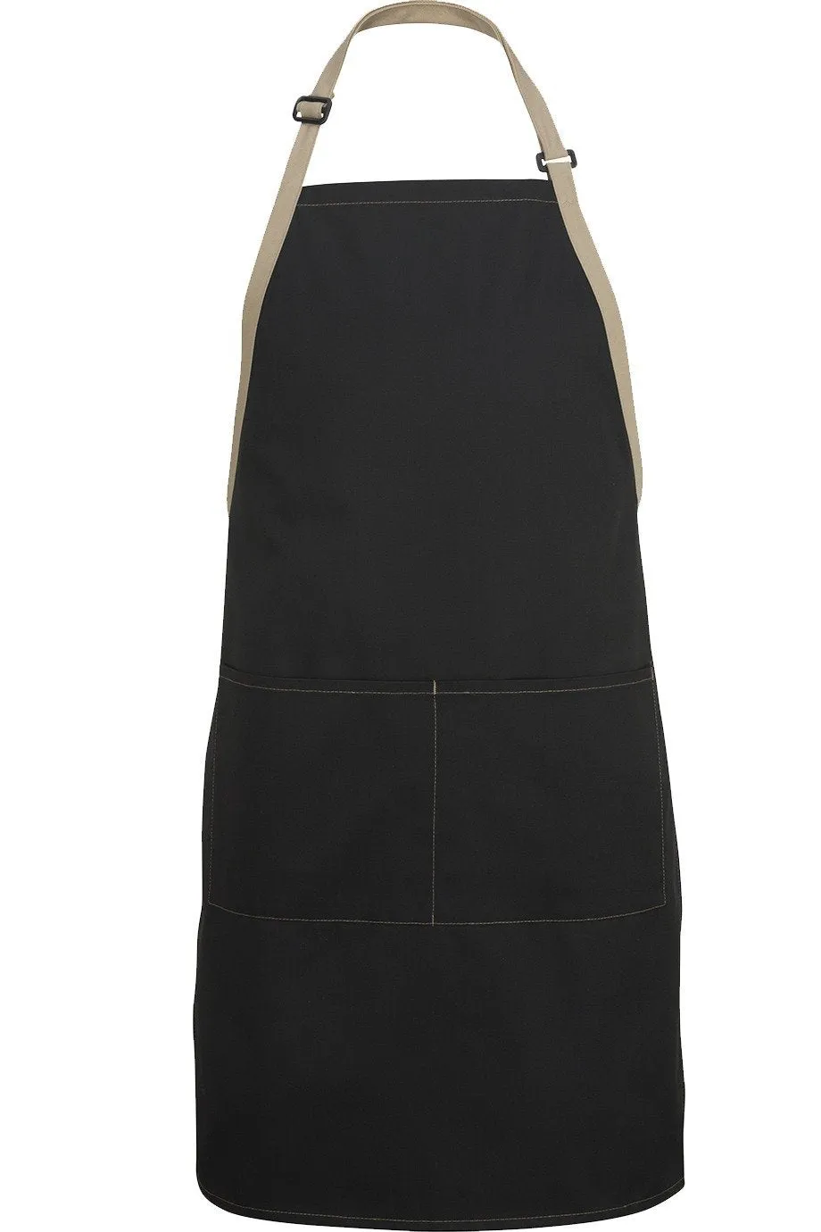 Black w/ Khaki Bib Color Block Adjustable Apron (2 Pockets)