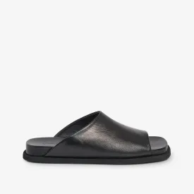 Black women's leather slider sandal