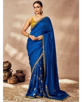 Blue Potters Touch Sari Set