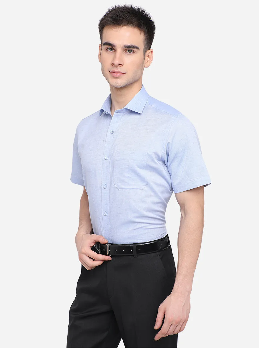 Blue Solid Regular Fit Formal Shirt | JadeBlue